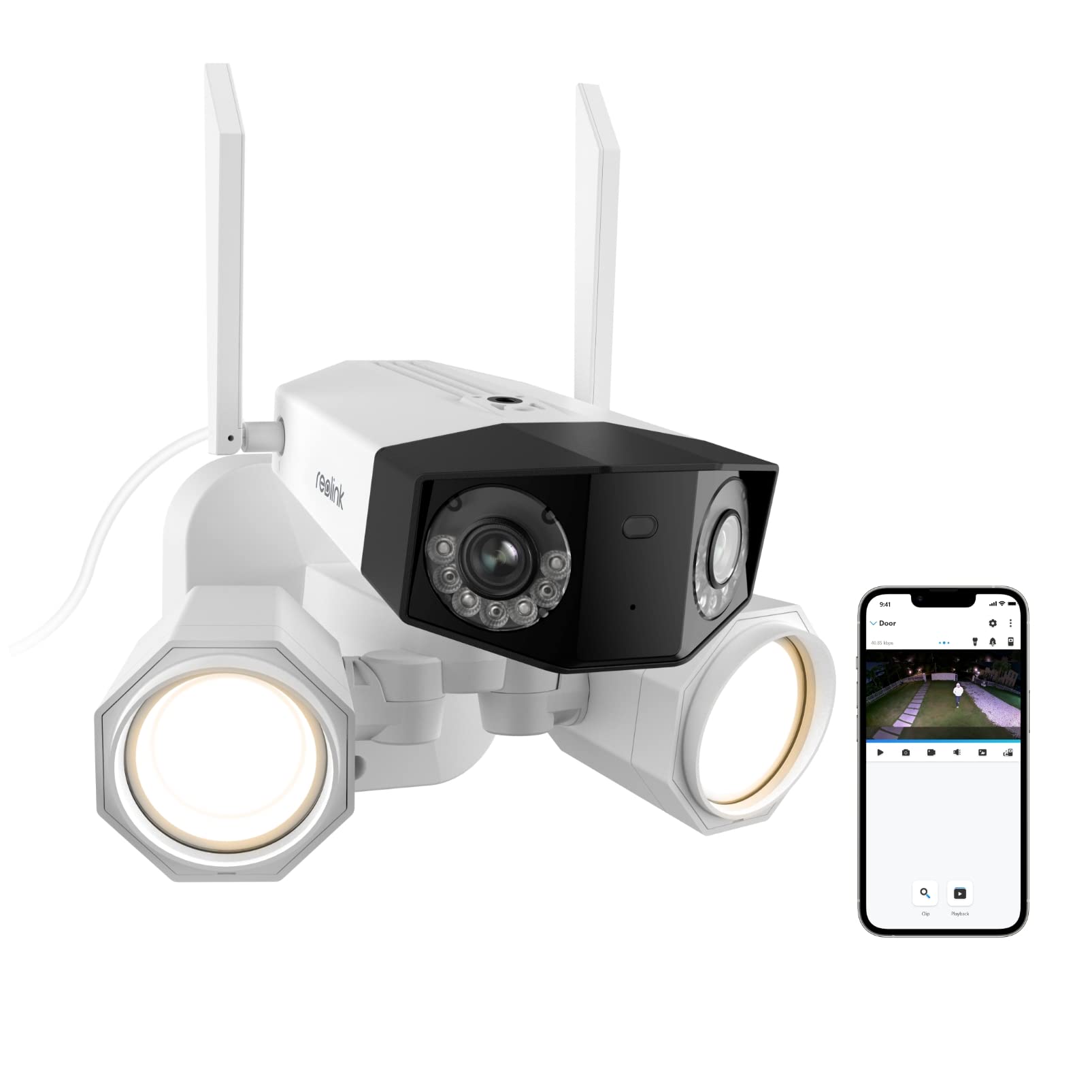 REOLINK 4K Dual-Lens Outdoor Security Camera with Floodlight - 180° FOV, 2.4G/5GHz WiFi, Plug-in Power, Smart Motion Detection & Color Night Vision - Ideal for Home Security, Garage Monitoring & Backyard Surveillance