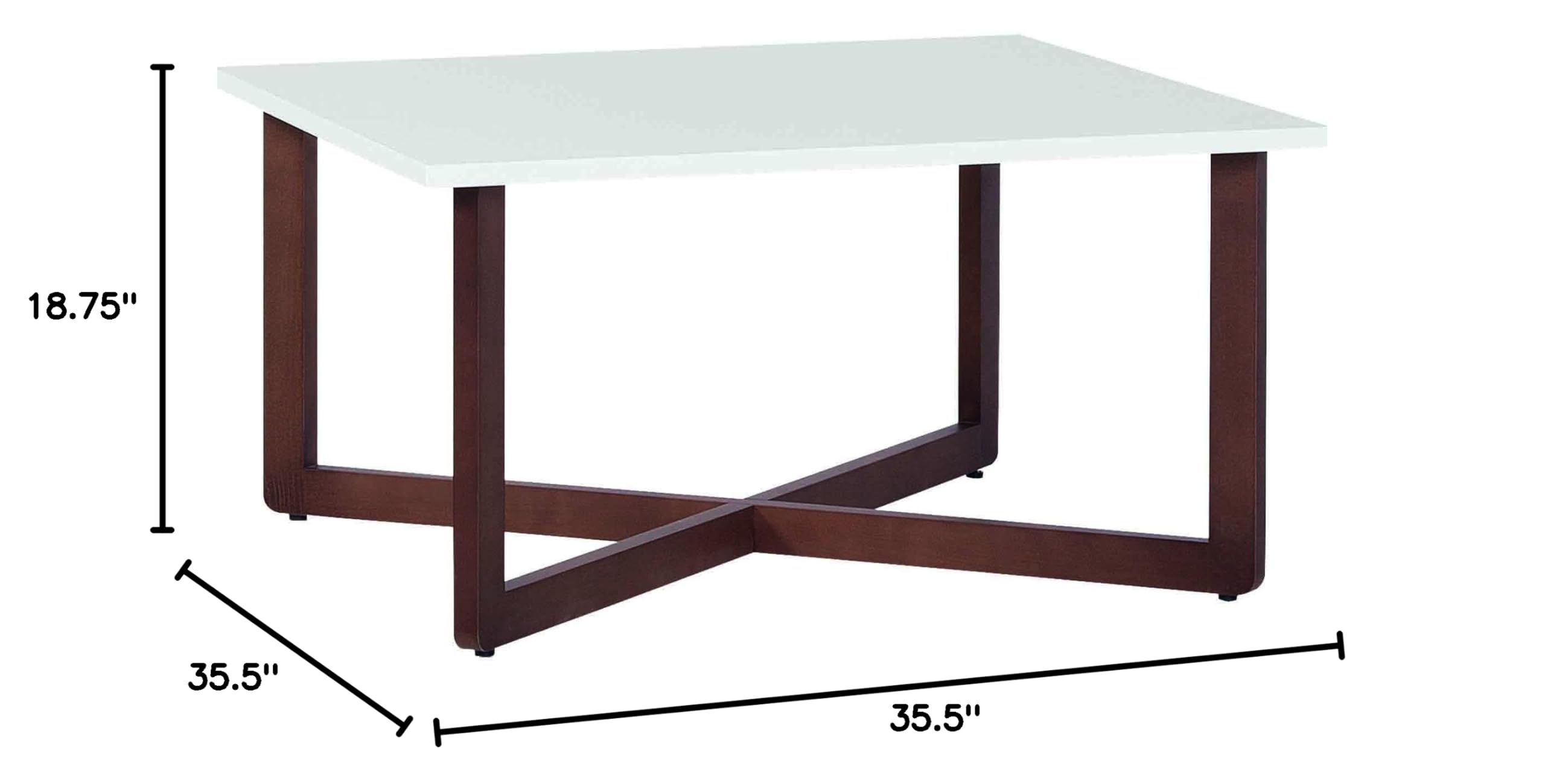 Voelkel Mio Collection Modern Coffee Table - White & Dark Beech Finish - Perfect for Living Room, Office or Lounge Area