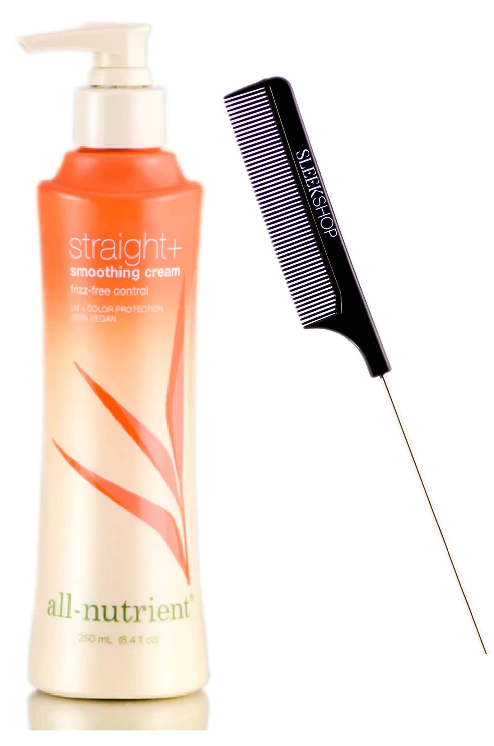 All Nutrient Straight & Smoothing Cream - Frizz-Free Hair Control with UV & Color Protection - 100% Vegan (8.4oz/250ml) - Includes Sleek Comb - Perfect for Salon Styling & Daily Frizz Control