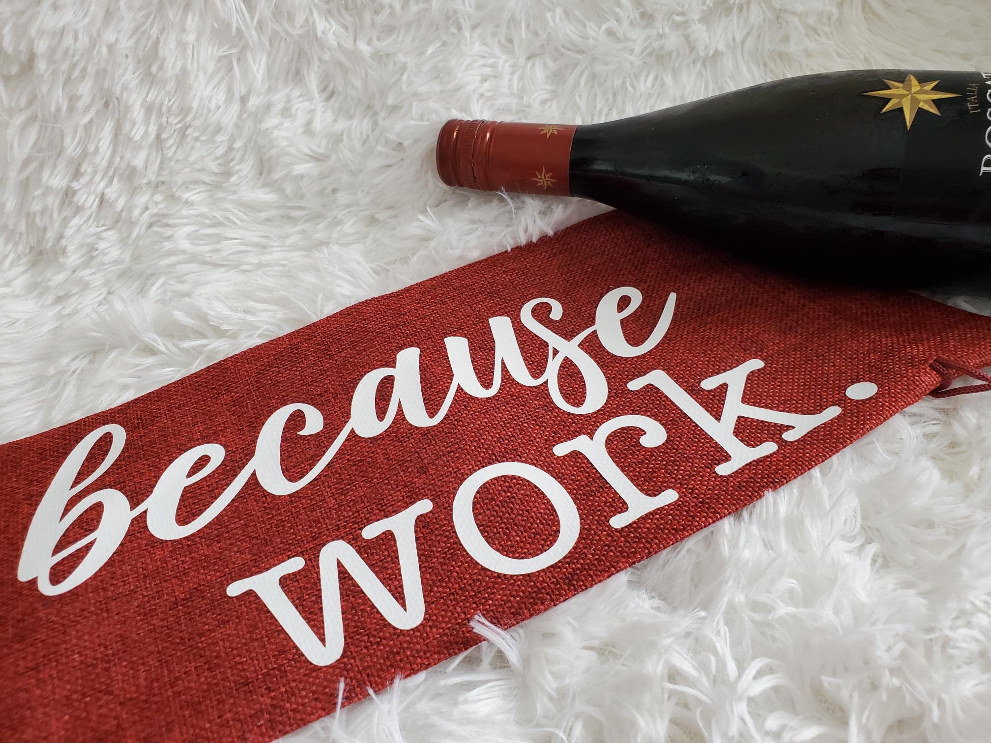 Personalized Burlap Drawstring Wine Bag with Inspirational Sayings - Reusable Khaki Wine Holder Gift for Coworkers, Mom, Friends - Perfect for Office Parties, Bridal Showers & Holiday Gifting