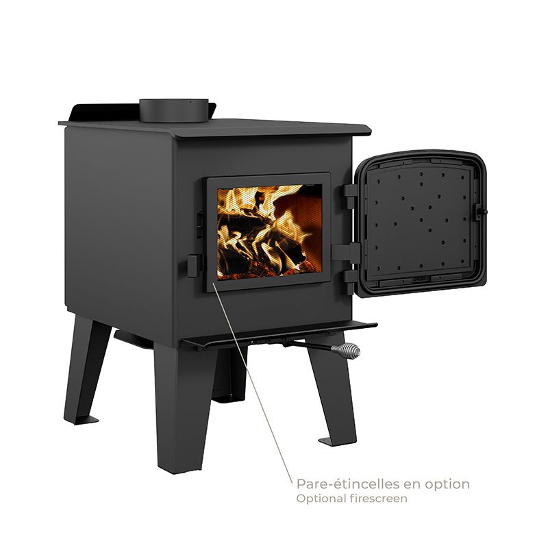 Drolet Fox EPA Certified 1,200 Sq. Ft Freestanding Wood Stove - Efficient Heating for Cabins, Homes & Outdoor Spaces