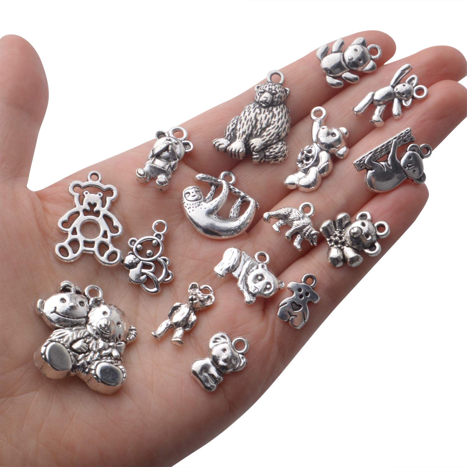 100g Antique Silver Bear Charms - Alloy Animal Pendants for DIY Jewelry Making, Necklace & Bracelet Accessories - Perfect for Crafting, Gift Giving & Handmade Jewelry Projects