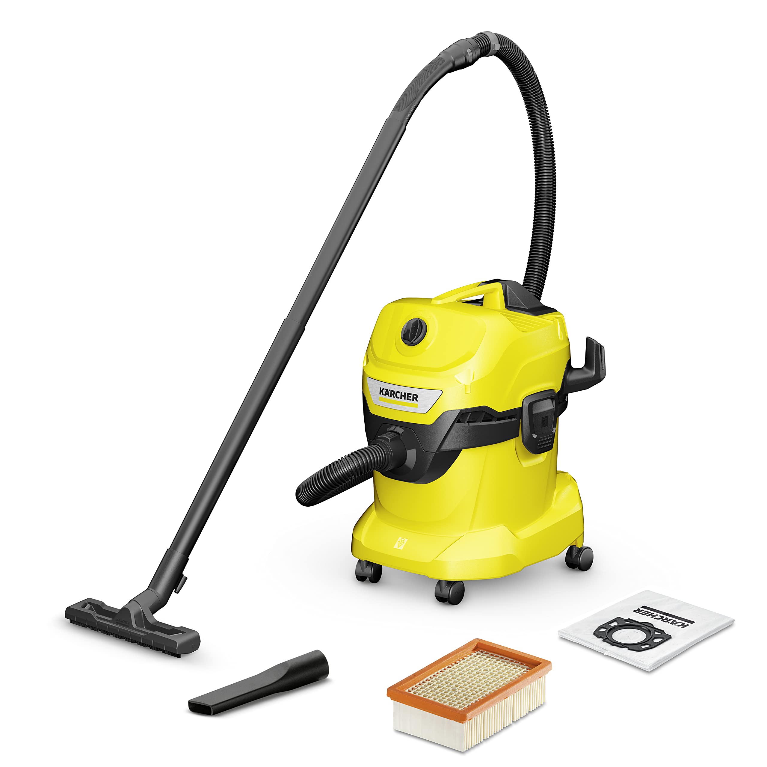 Karcher WD 4 20L Wet/Dry Vacuum Cleaner - Powerful 20 Liter Capacity for Home, Garage & Workshop Cleaning | Yellow Industrial Vacuum for Dust, Debris & Liquid Pickup