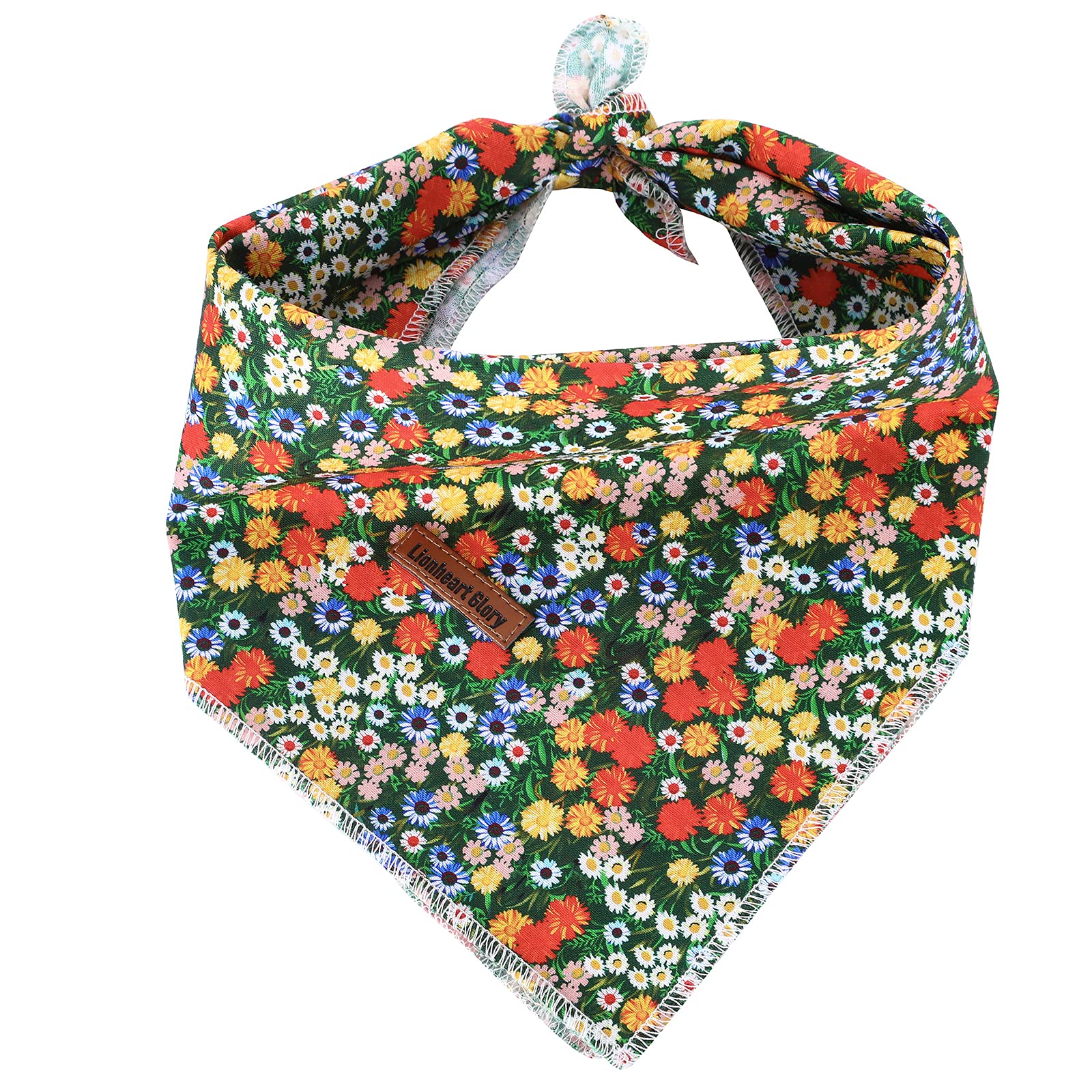 **Lionheart Glory Washable Soft Cotton Daisy Print Dog Bandana - Adjustable Scarf for Small Dogs | Perfect for Pet Fashion, Outdoor Adventures & Special Occasions**