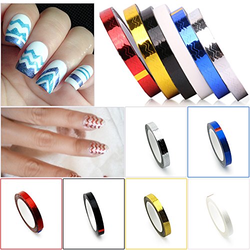 6 Colors Nail Striping Tape Set - Multicolor Nail Art Decoration Stickers for DIY Manicures & Nail Tips - Perfect for Salon, Home Use & Professional Nail Designs
