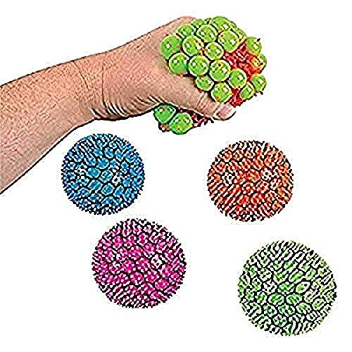 Rhode Island Novelty Mesh Squishy Stress Balls - Pack of 12 Colorful Sensory Toys for Stress Relief, Office Desk, Classroom & Party Favors