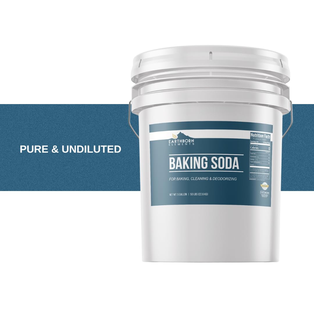 Earthborn Elements Baking Soda - 5 Gallon Bulk Bucket for Cooking, Baking, Cleaning & Deodorizing | Food Grade, Multi-Purpose Household & Kitchen Essential | Perfect for Baking Recipes, Fridge Odor Removal & Natural Cleaning Solutions