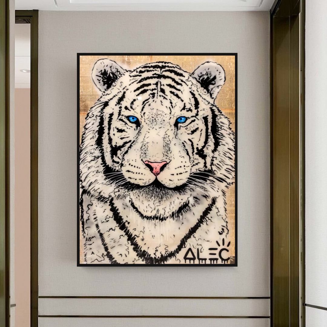 White Tiger Poster - Stunning Wildlife Art Print of Majestic White Tigers for Home & Office Decor | Perfect for Living Room, Bedroom, or Office Wall Art