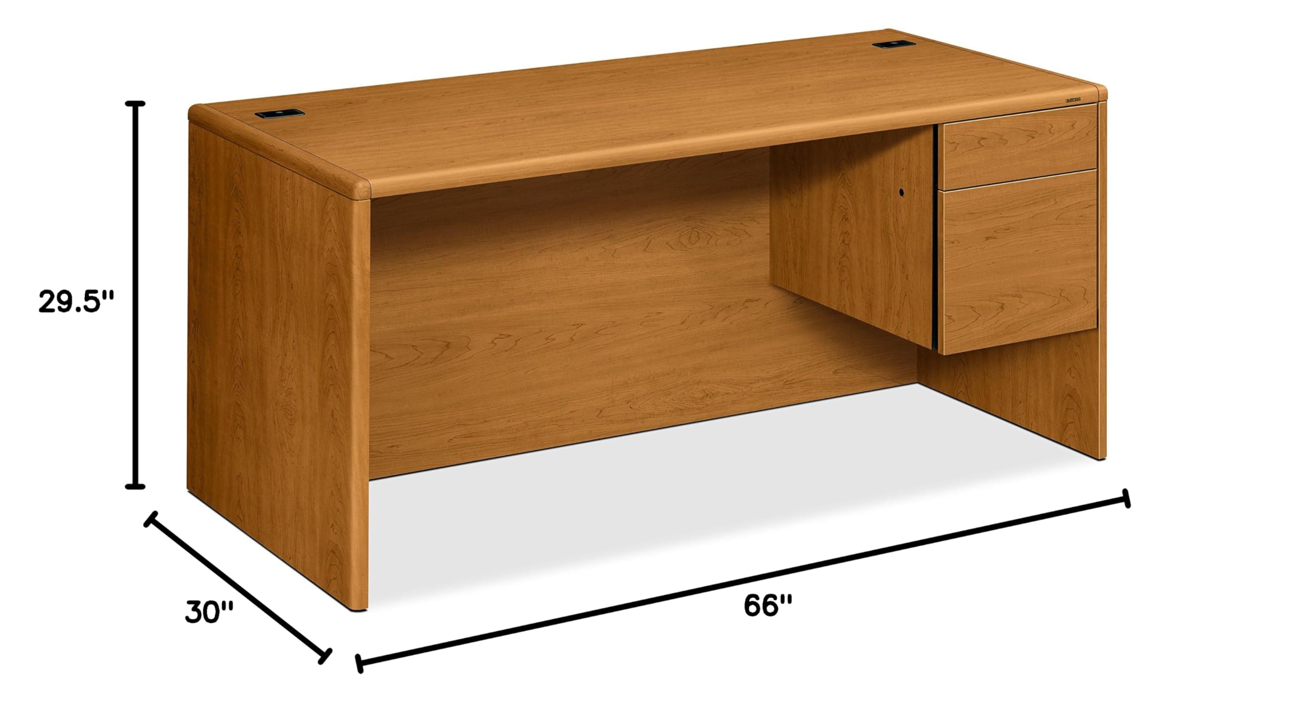 HON 10700 Right Desk 66 Inch Harvest - Modern L-Shaped Office Desk for Home & Workspace, Ergonomic Design with Ample Storage Space, Perfect for Small Offices, Study Rooms & Remote Workstations