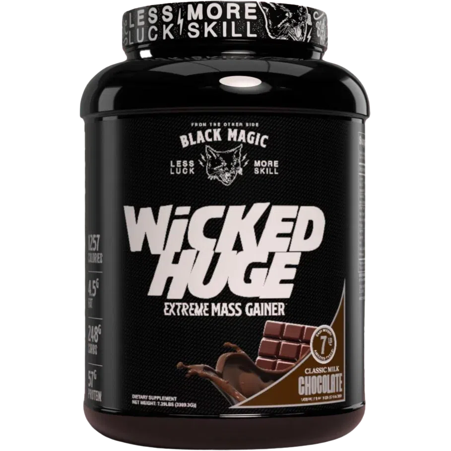 Black Magic Wicked Huge Extreme Mass Gainer Protein Powder - High Calorie Weight Gain Supplement for Bodybuilding & Muscle Growth - Perfect for Post-Workout Recovery & Bulking Season