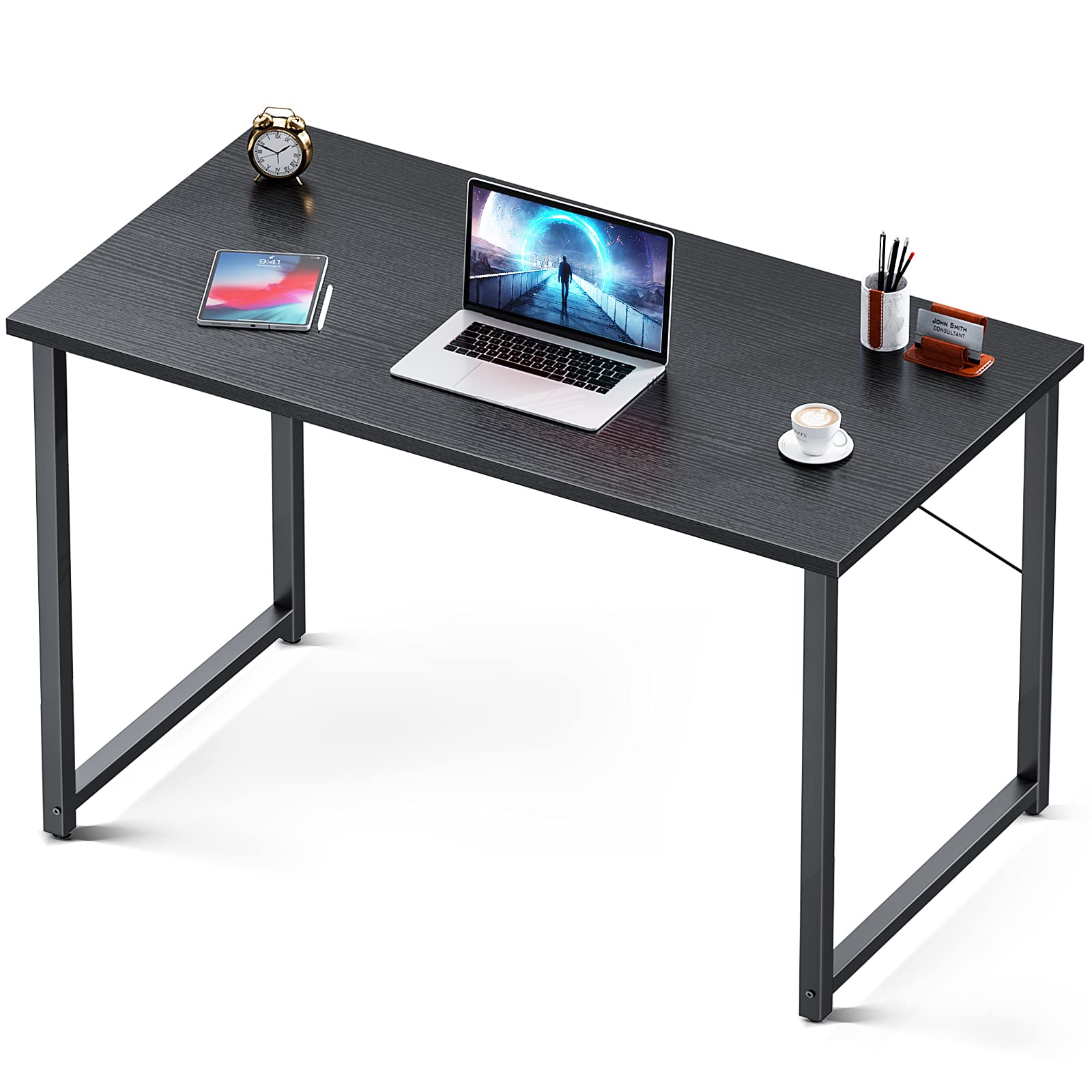 Coleshome 39 Inch Modern Simple Computer Desk - Sturdy Black Writing Desk for Home Office, Study & Gaming Workspace