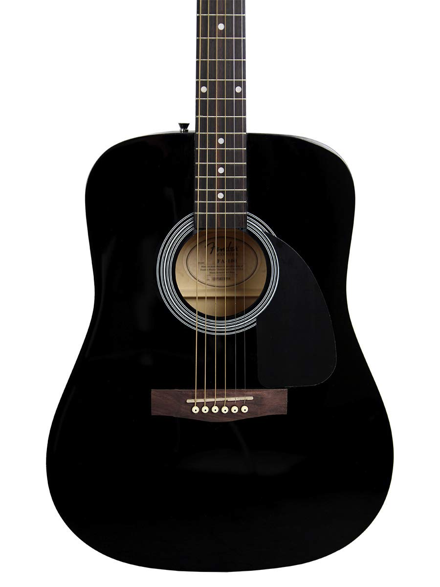 Fender FA-115 Dreadnought Acoustic Guitar Bundle - Black with Hard Case, Tuner, Strings, Strap & Picks | Perfect for Beginners, Campfires & Live Performances