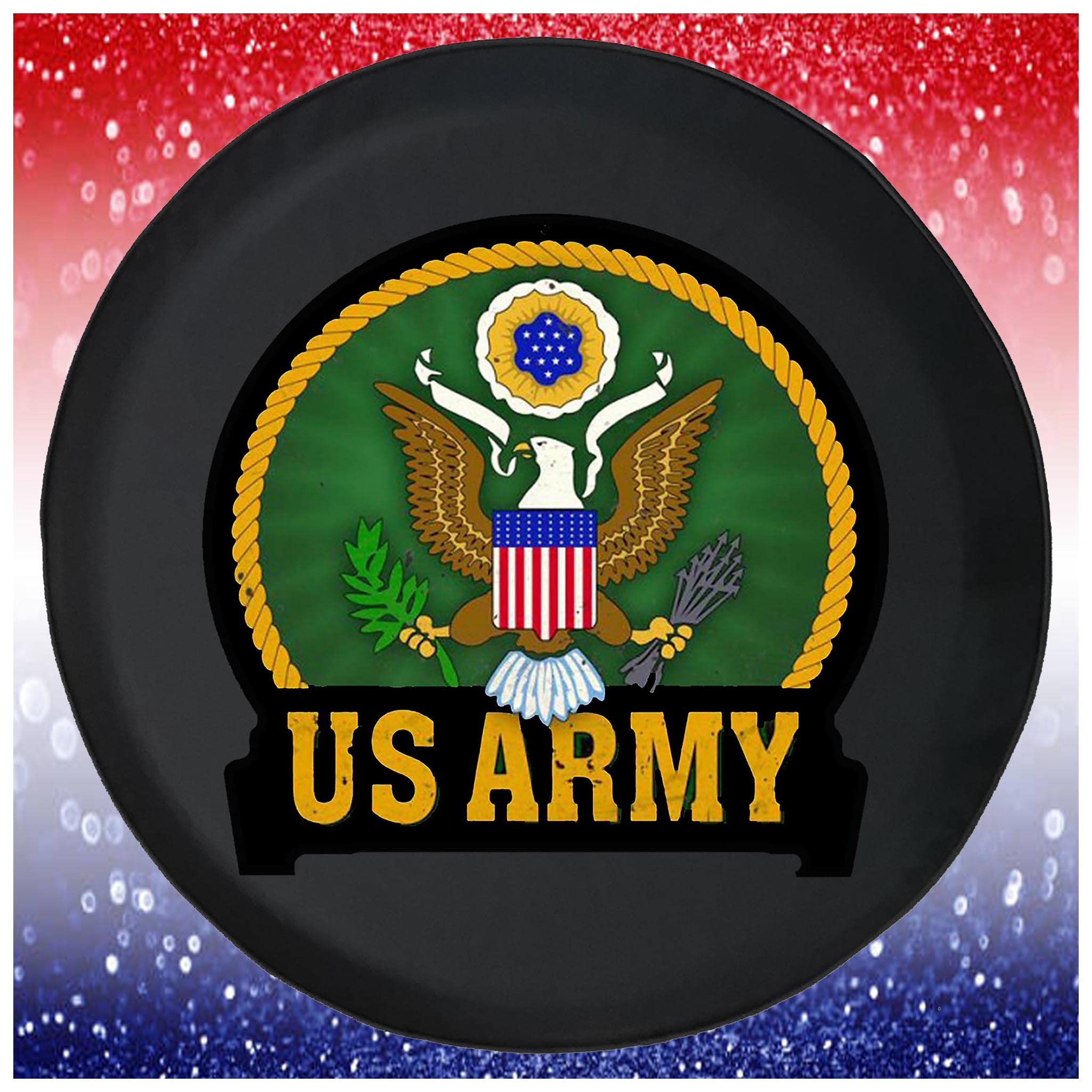 29 Inch US Military Freedom Hero Black Spare Tire Cover for Trailers, Trucks, SUVs & RV Campers - Durable Off-Road Accessory for Adventure & Outdoor Travel