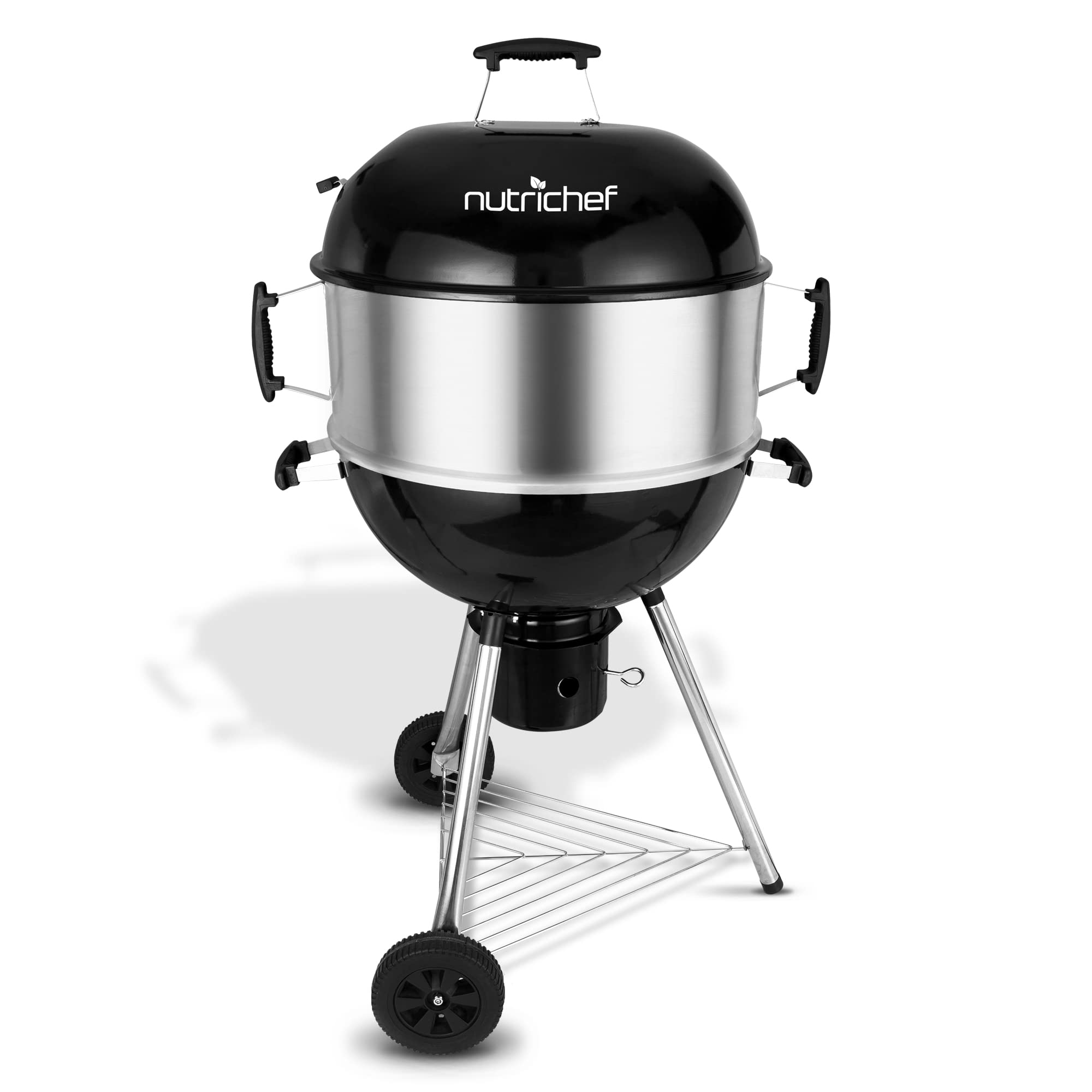 NutriChef Portable Outdoor Charcoal BBQ Grill - Compact Barbecue Smoker with Cover for Backyard, Camping, Picnics & Tailgating | Perfect for Grilling Burgers, Steaks & Vegetables at Home or On-The-Go