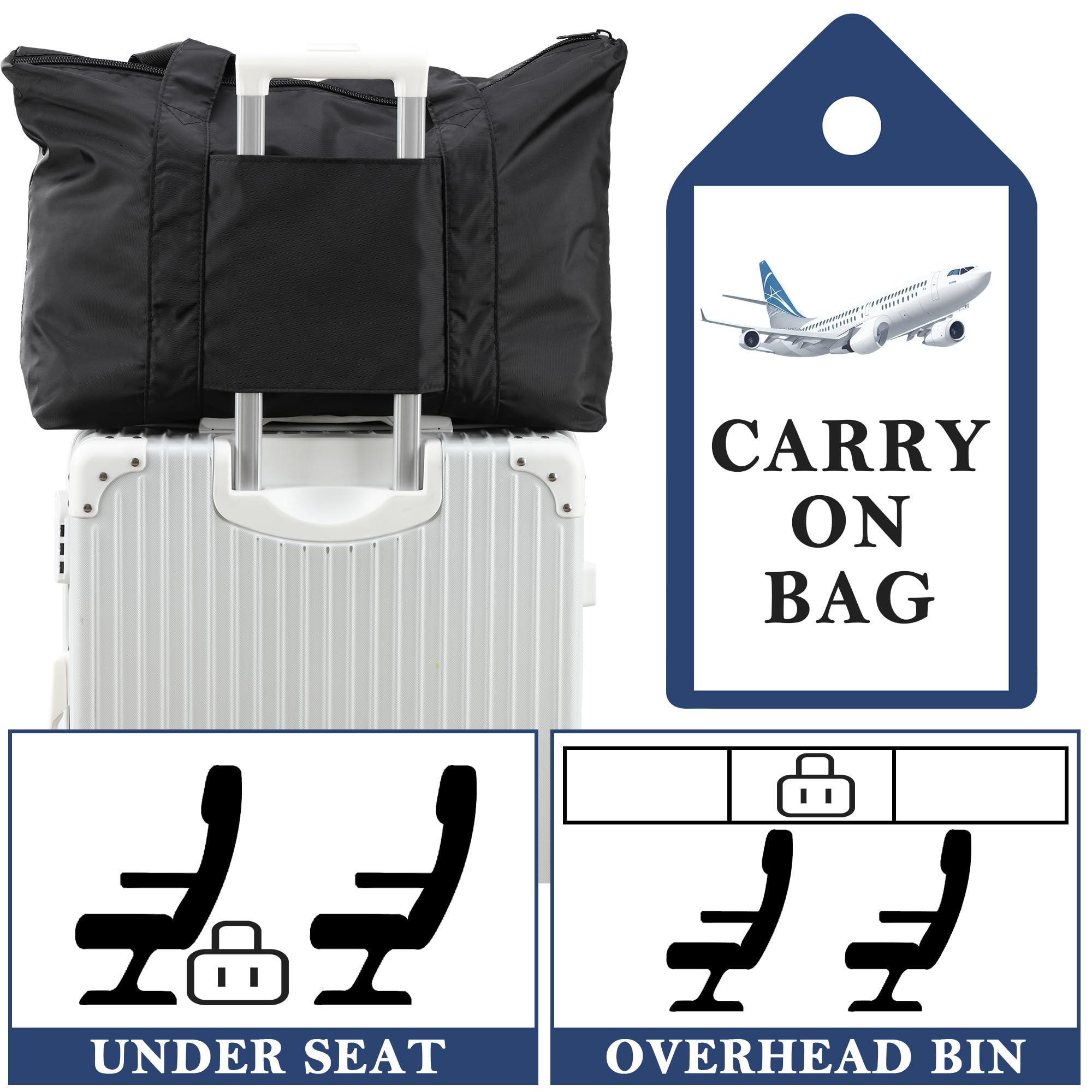 Lightweight Travel Duffle Bags - Packable Luggage & Tote Bag for Gym, Weekend Getaways & Airplane Carry-On