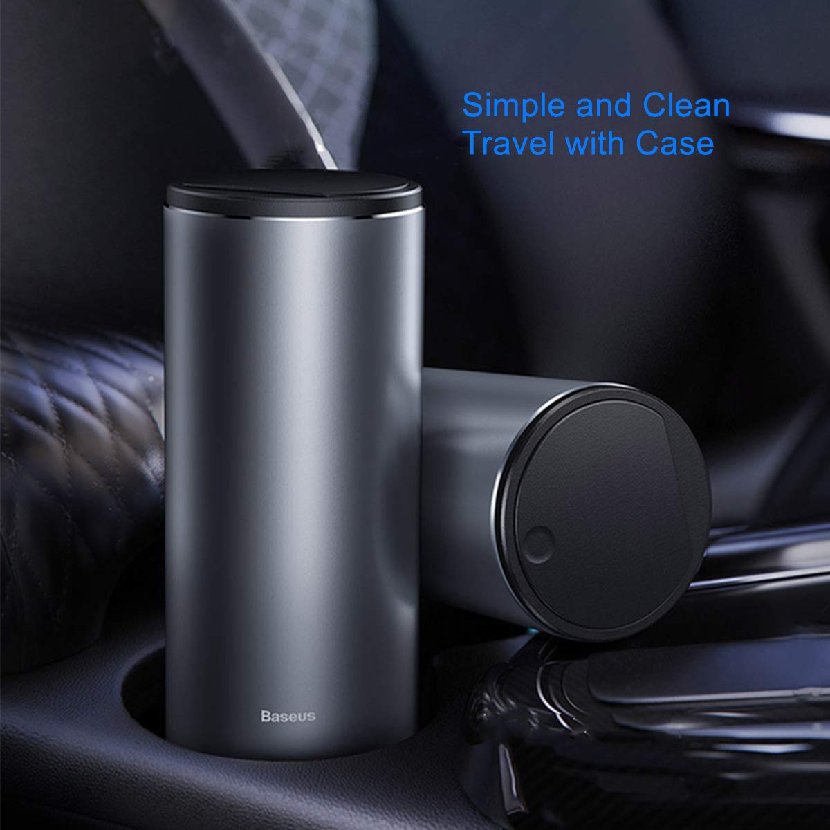 Tumecos Car Trash Can with Lid - Vehicle Cup Holder Garbage Bin, Auto Dust Box for Bottles & Small Waste - Perfect for Cars, Trucks & Road Trips (Black)