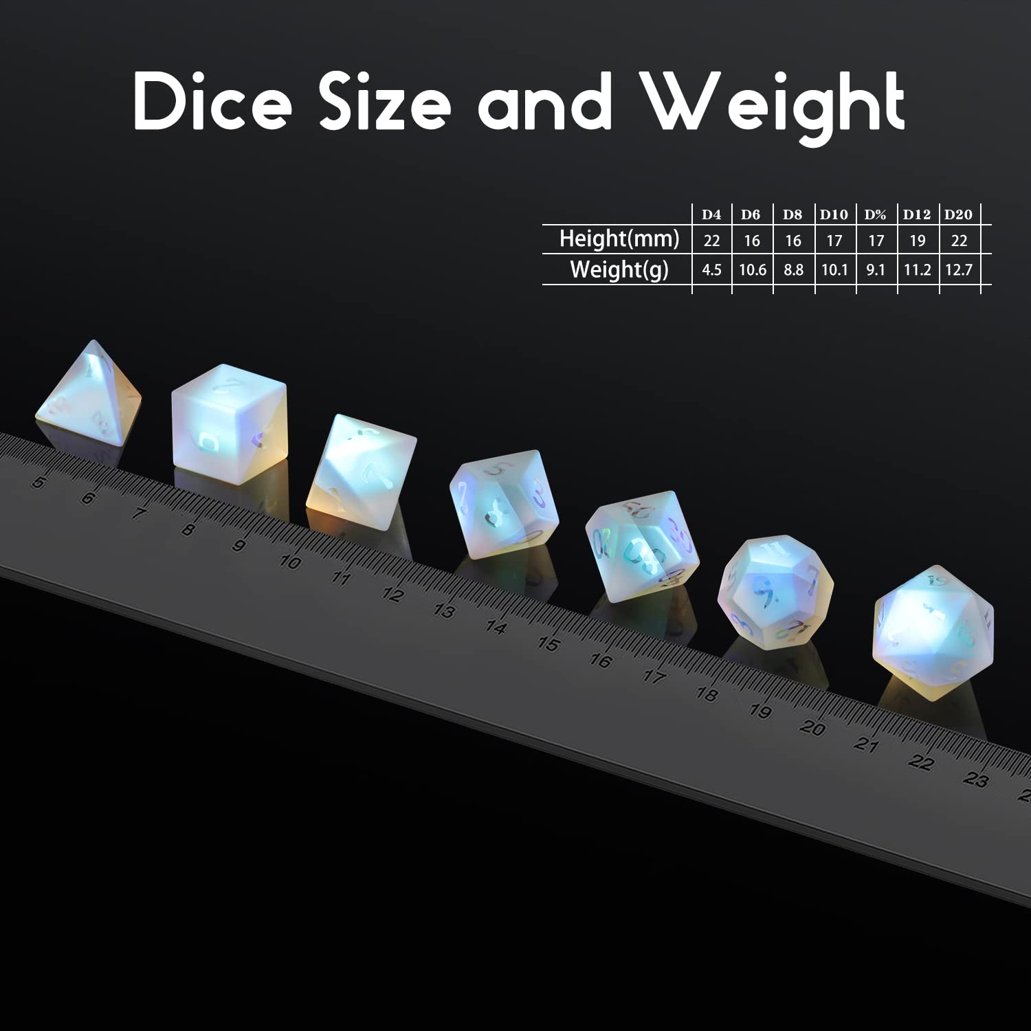 Frosted Rainbow Glass Dice Set - 7-Piece DND Dice for Dungeons & Dragons, Tabletop RPG Games | Durable Matt Glass D&D Dice with Gift Box | Perfect for Gifts, Campaigns & Collectors