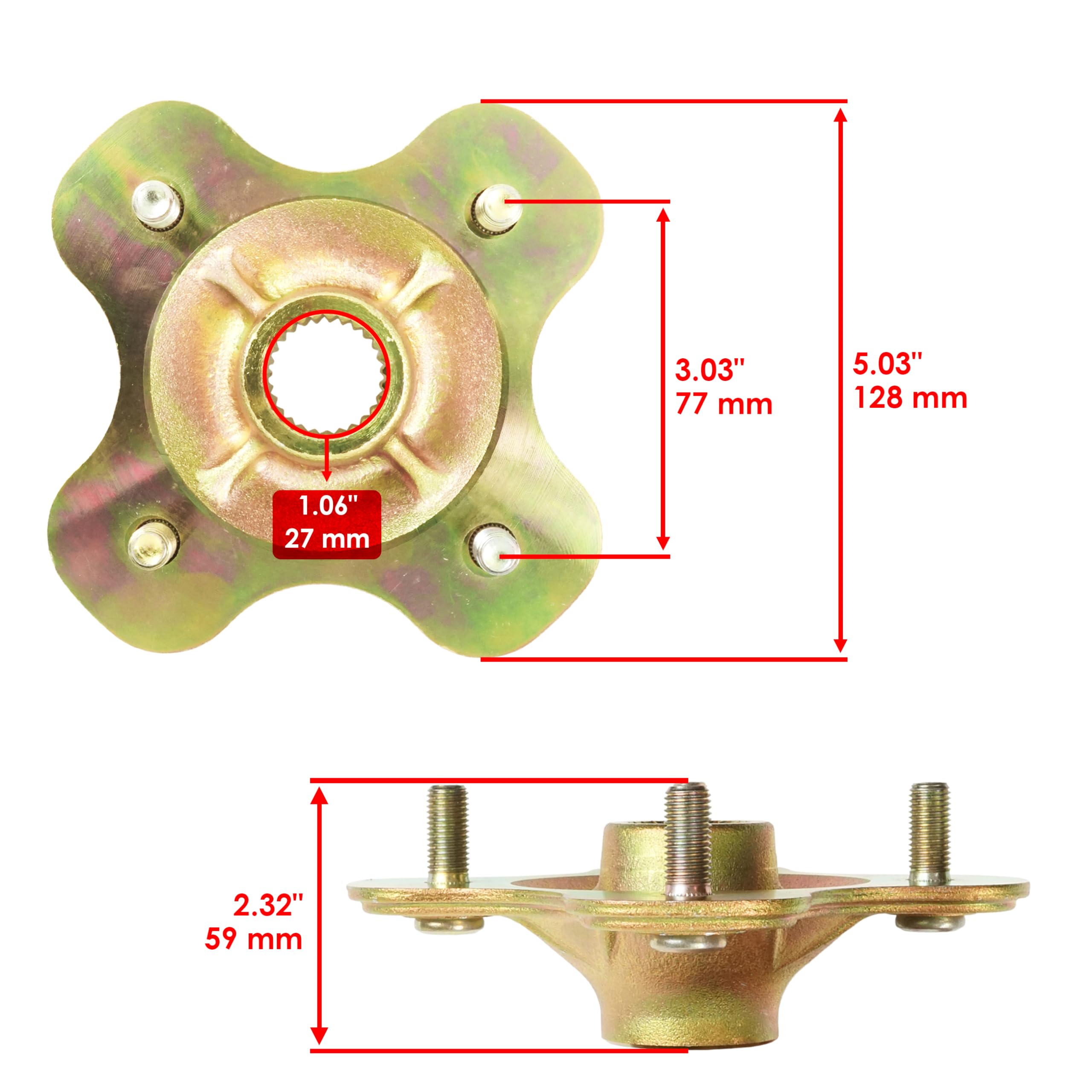 Caltric Rear Wheel Axle Hub Compatible with Yamaha Bear Tracker 250 YFM250X 2X4 1999-2004 - Replacement Part for ATV Off-Road & Trail Riding Accessories