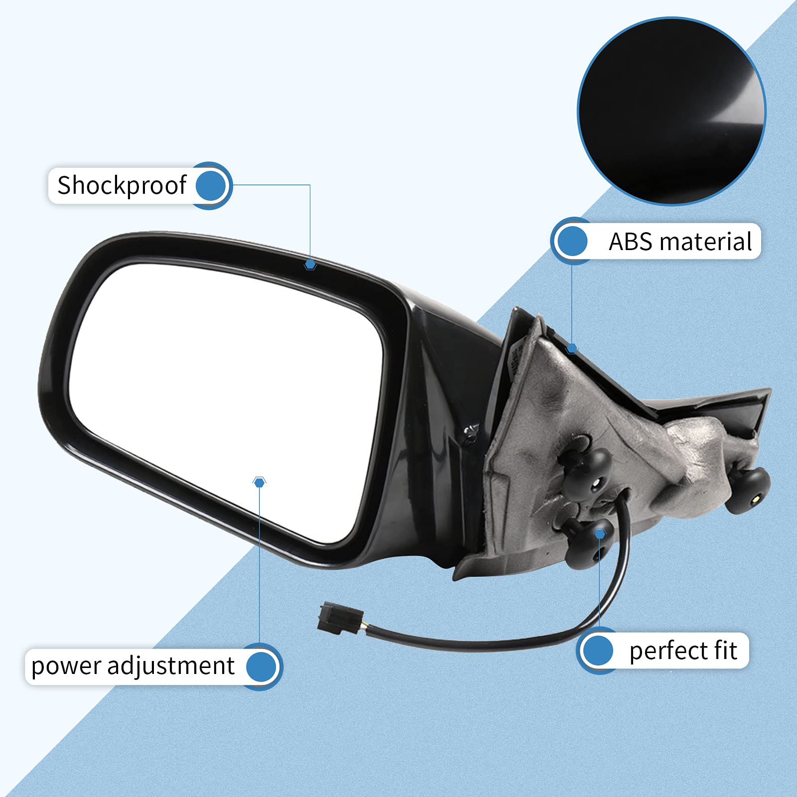 ECCPP Power Heated & Adjustable Driver Side Mirror Replacement for 2004-2008 Pontiac Grand Prix - Left Side Black Manual Folding Rear View Mirror - Perfect for Winter Driving & Enhanced Visibility