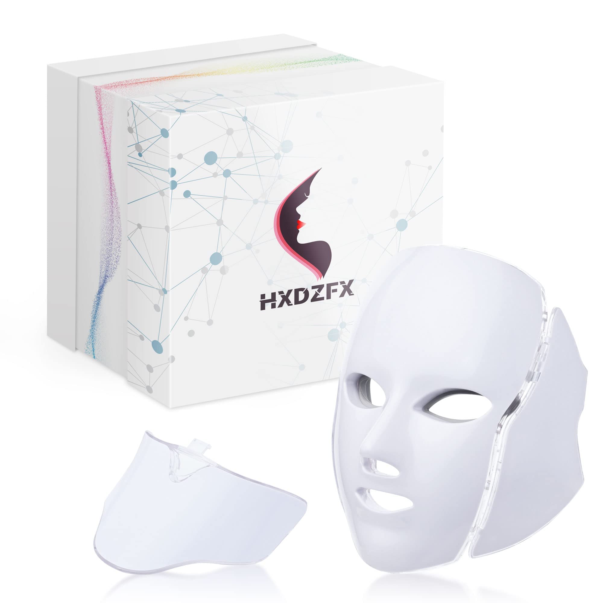 LED Facial Light Therapy Mask - 7 Color Photon Skin Care Mask with Blue & Red Light for Acne Treatment - Rejuvenating Face and Neck Mask for Anti-Aging & Wrinkle Reduction | Perfect for Home Spa, Skincare Routine & Professional Dermatology Use