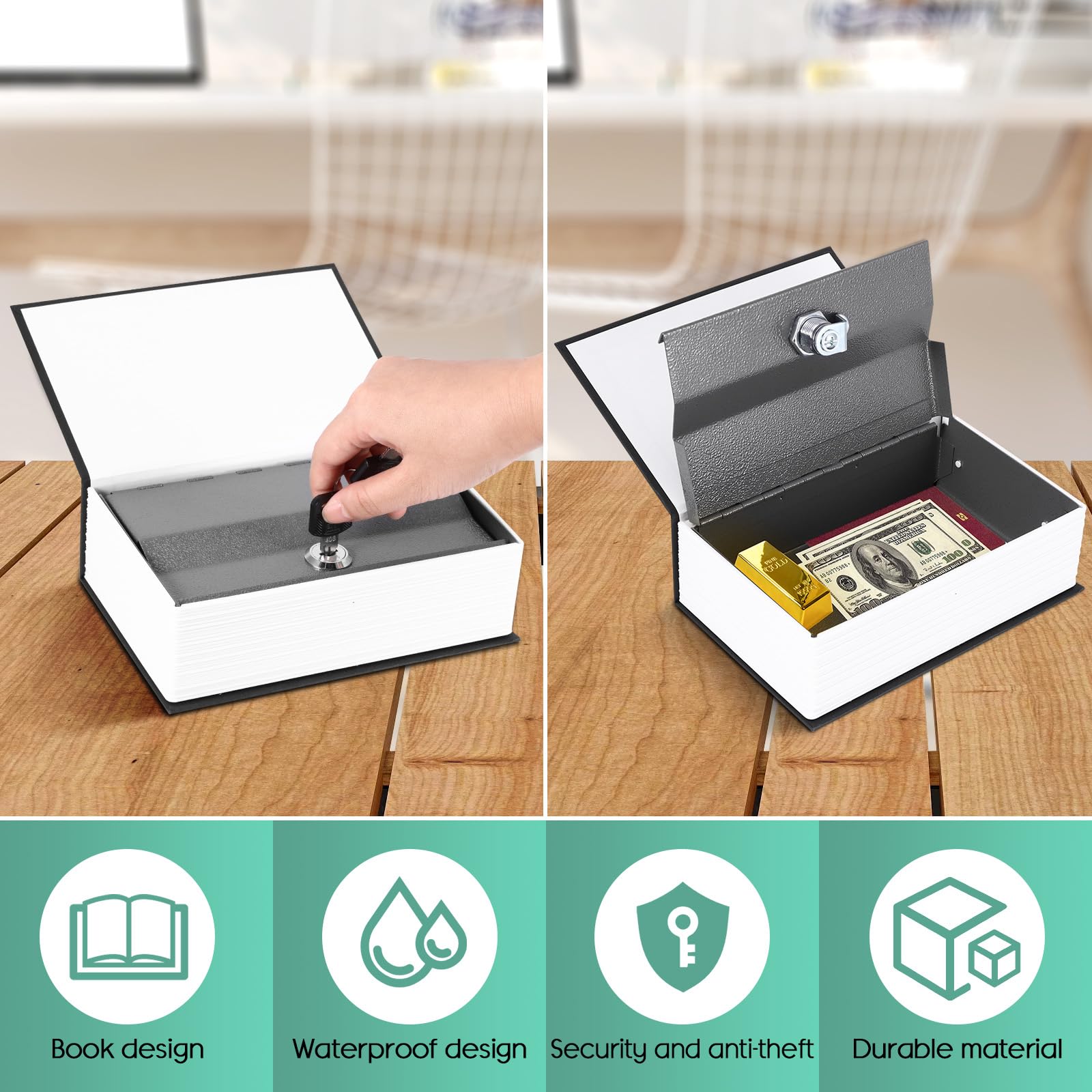ALLOMN Dictionary-Shaped Book Safe with Combination Lock - Hidden Security Piggy Bank for Cash, Coins & Jewelry | Perfect for Home, Office & Travel Use