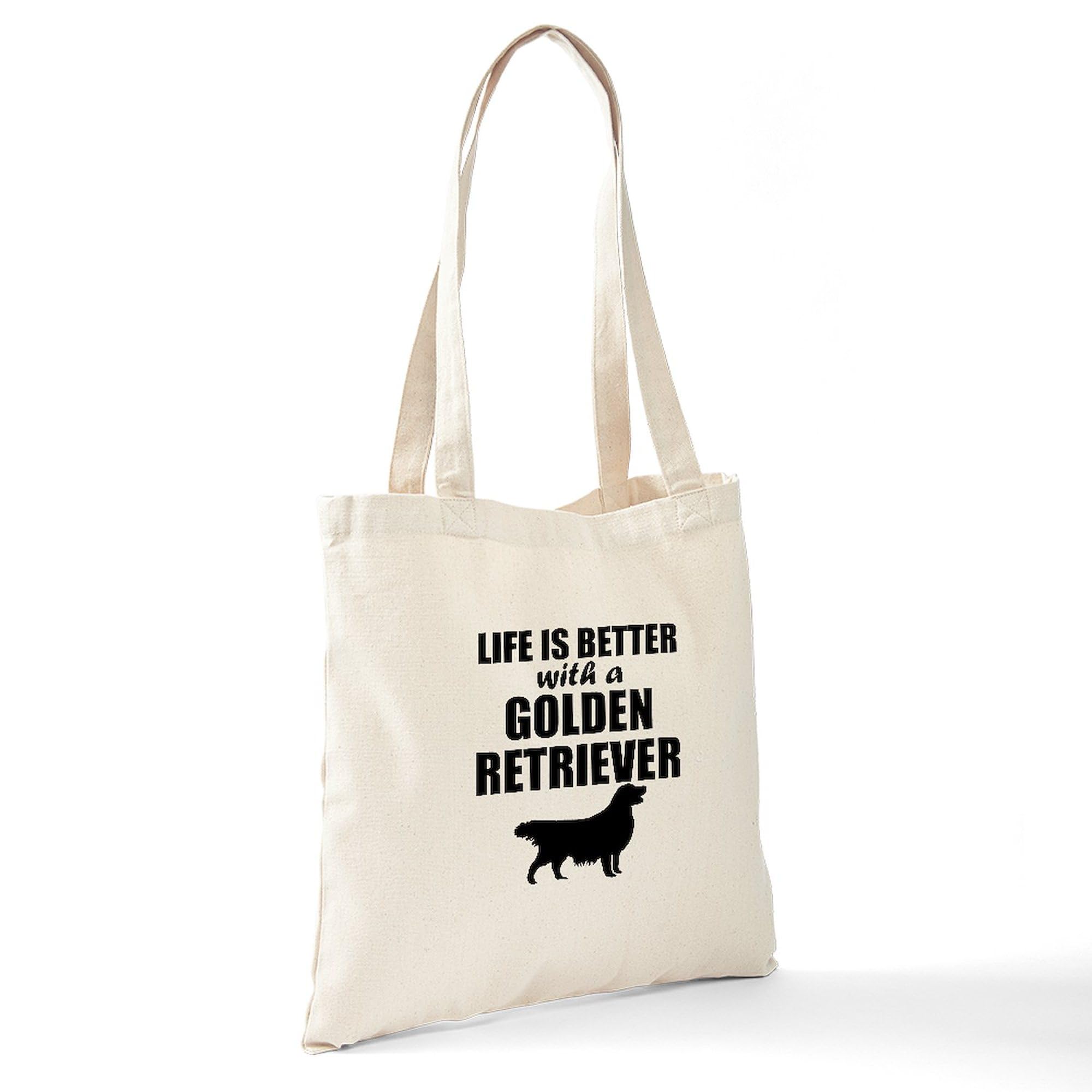 Life Is Better With A Golden Retriever - Natural Canvas Tote Bag | Reusable Eco-Friendly Shopping Bag for Groceries, Beach & Daily Use