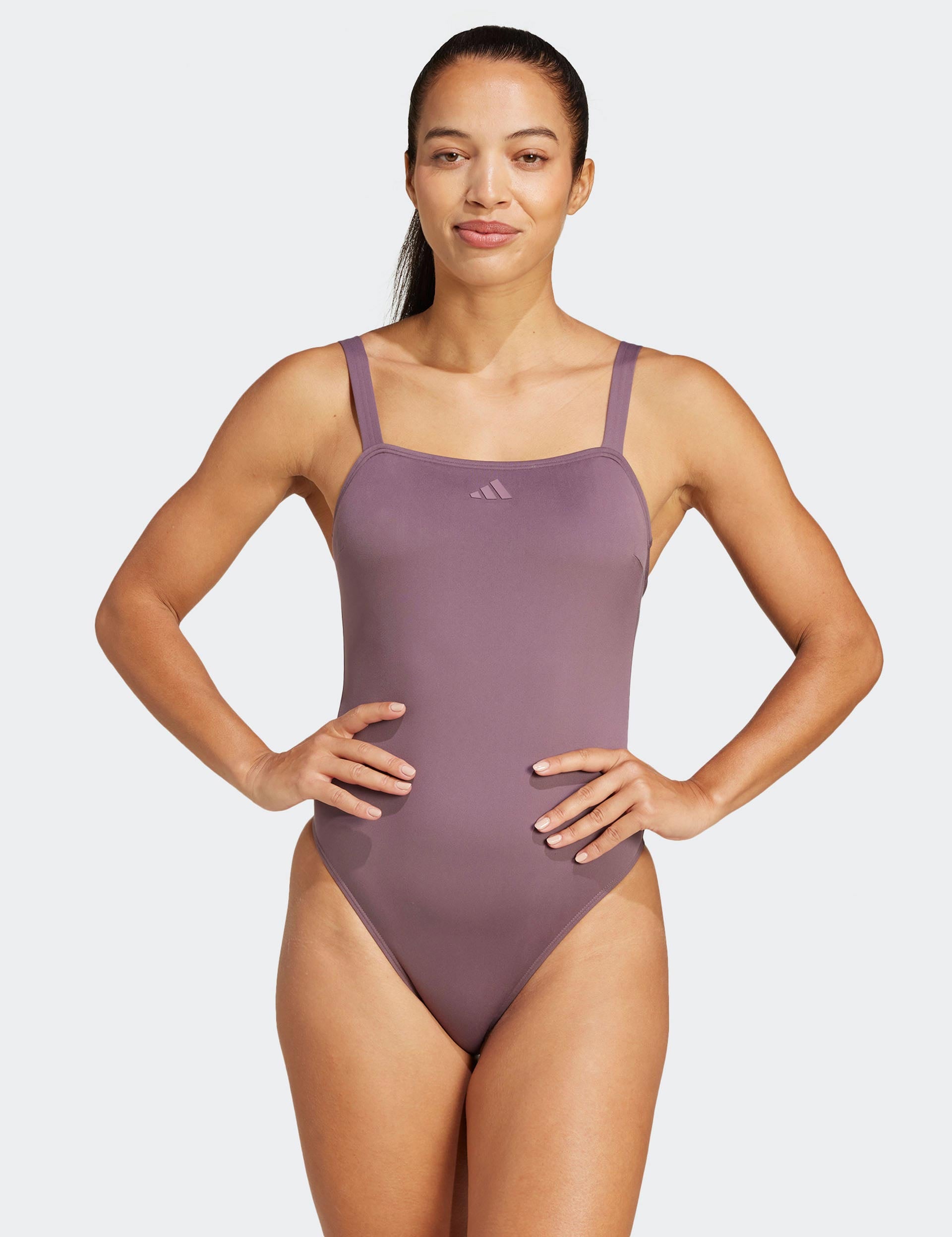 Iconisea Padded U Back Swimsuit - Shadow Fig/White - Comfortable & Supportive One Piece Bathing Suit for Women - Perfect for Beach, Pool & Summer Vacations