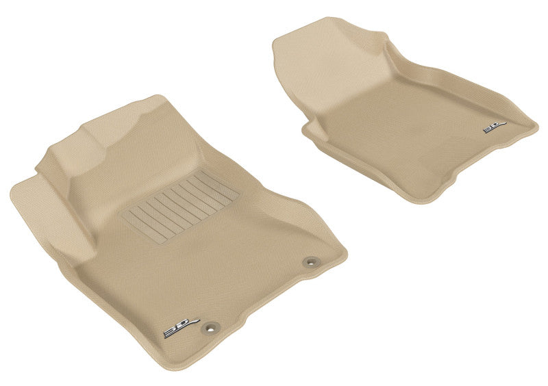 3D MAXpider Kagu Custom Fit Floor Mats for 2008-2013 Nissan Rogue - 1st Row Tan All-Weather Car Mats | Perfect for Daily Commute, Road Trips & Winter Protection