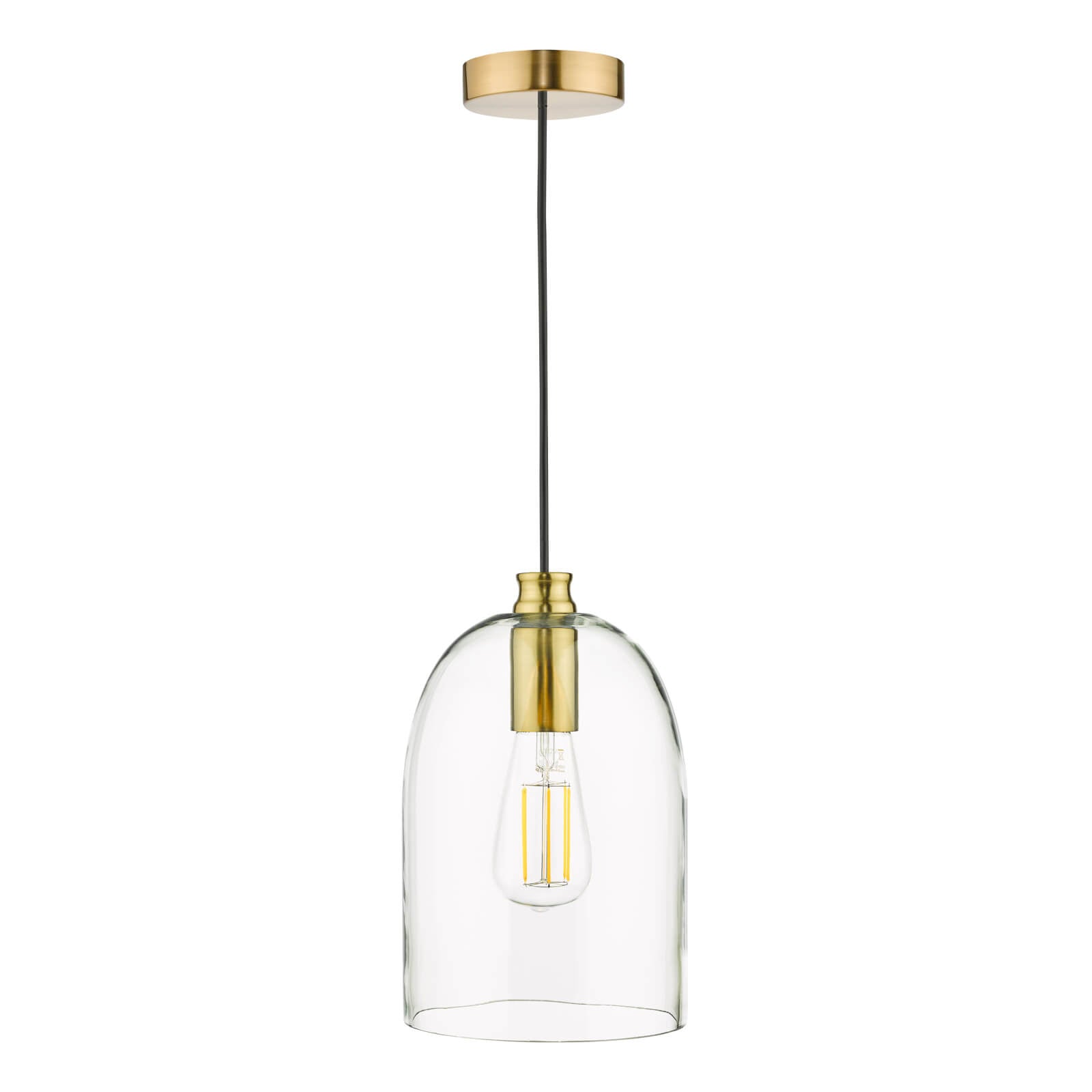 Archie Pendant Light Fixture - Satin Bronze Finish & Glass Shade - Perfect for Dining Room, Bedroom, or Entryway Lighting