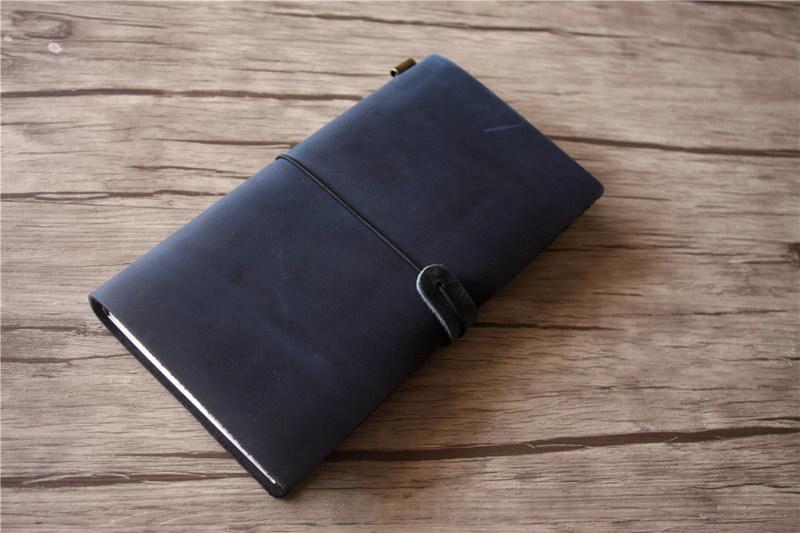 Premium Personalized Leather Traveler's Notebook - Custom Engraved Blue Refillable Journal for Writing, Sketching & Daily Planning - Perfect Gift for Writers, Students & Professionals