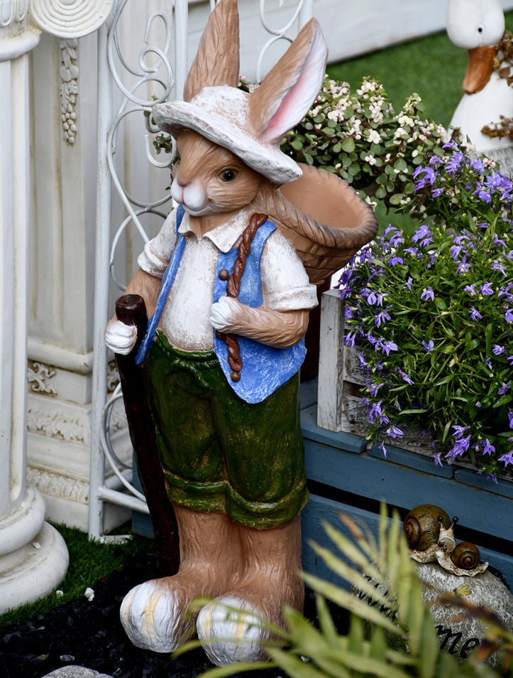 Large Rabbit Statue for Garden - Modern Outdoor Decor Sculpture, Bunny Flowerpot for Courtyard & Villa Landscaping | Perfect for Patio, Lawn & Backyard Decorations