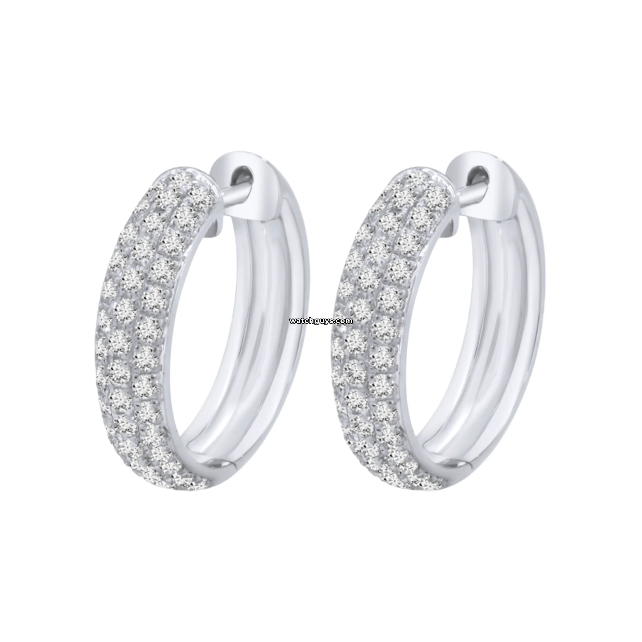 18k White Gold Pave Diamond Huggie Earrings for Women – Perfect for Everyday Wear, Parties & Special Occasions