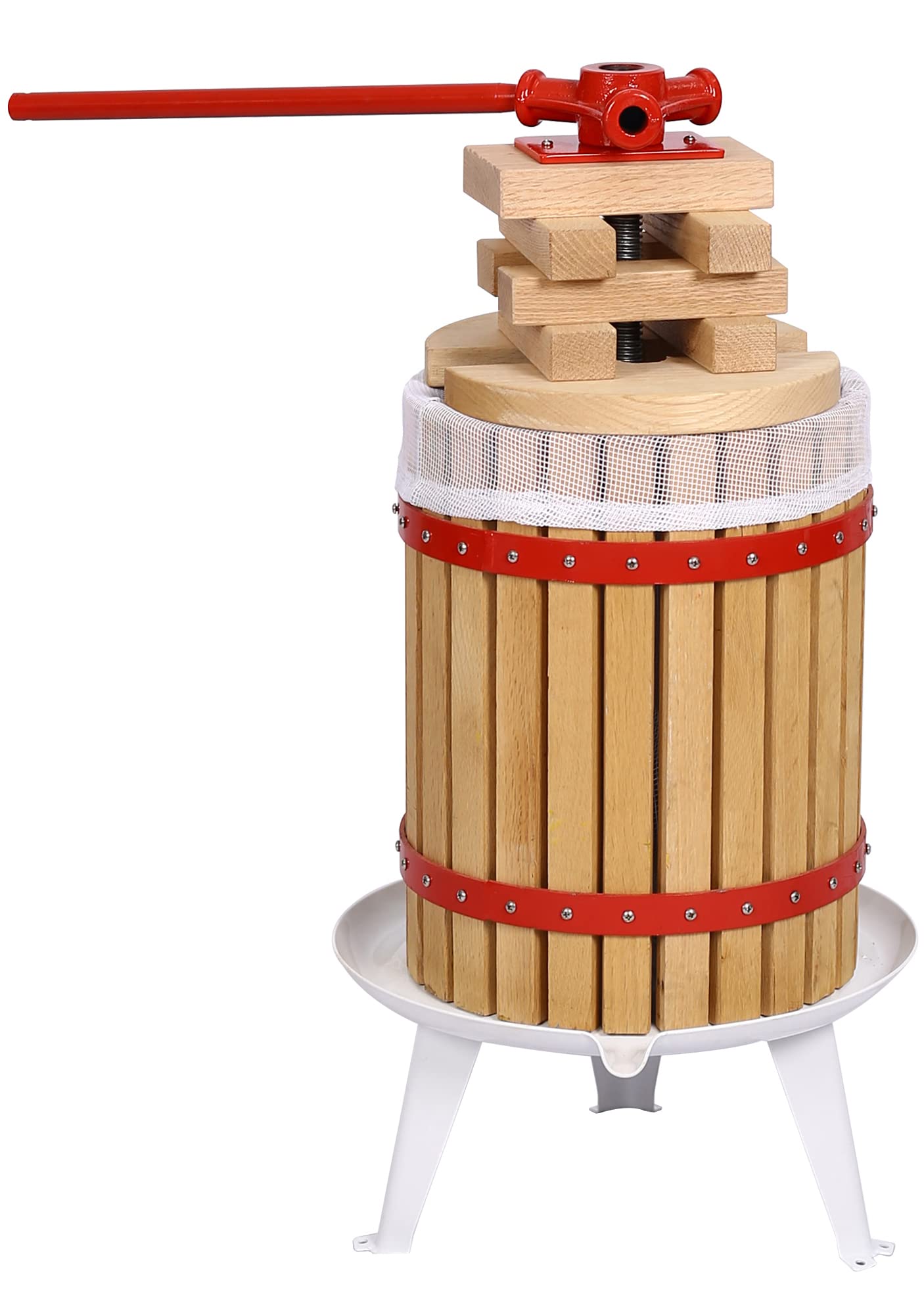 3.17 Gallon Solid Wood Fruit Wine Cider Press with Handle - Large Capacity Vintage Juicer for Apples, Grapes & Berries - Perfect for Homemade Juice, Cider Making & Winemaking at Home