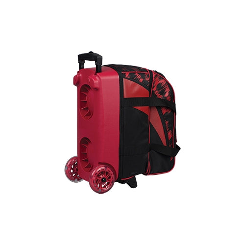 KR Strikeforce Cruiser Scratch Red Double Roller Bowling Ball Bag - Durable & Spacious for 2 Bowling Balls, Shoes & Accessories - Perfect for League Play, Tournaments & Practice Sessions