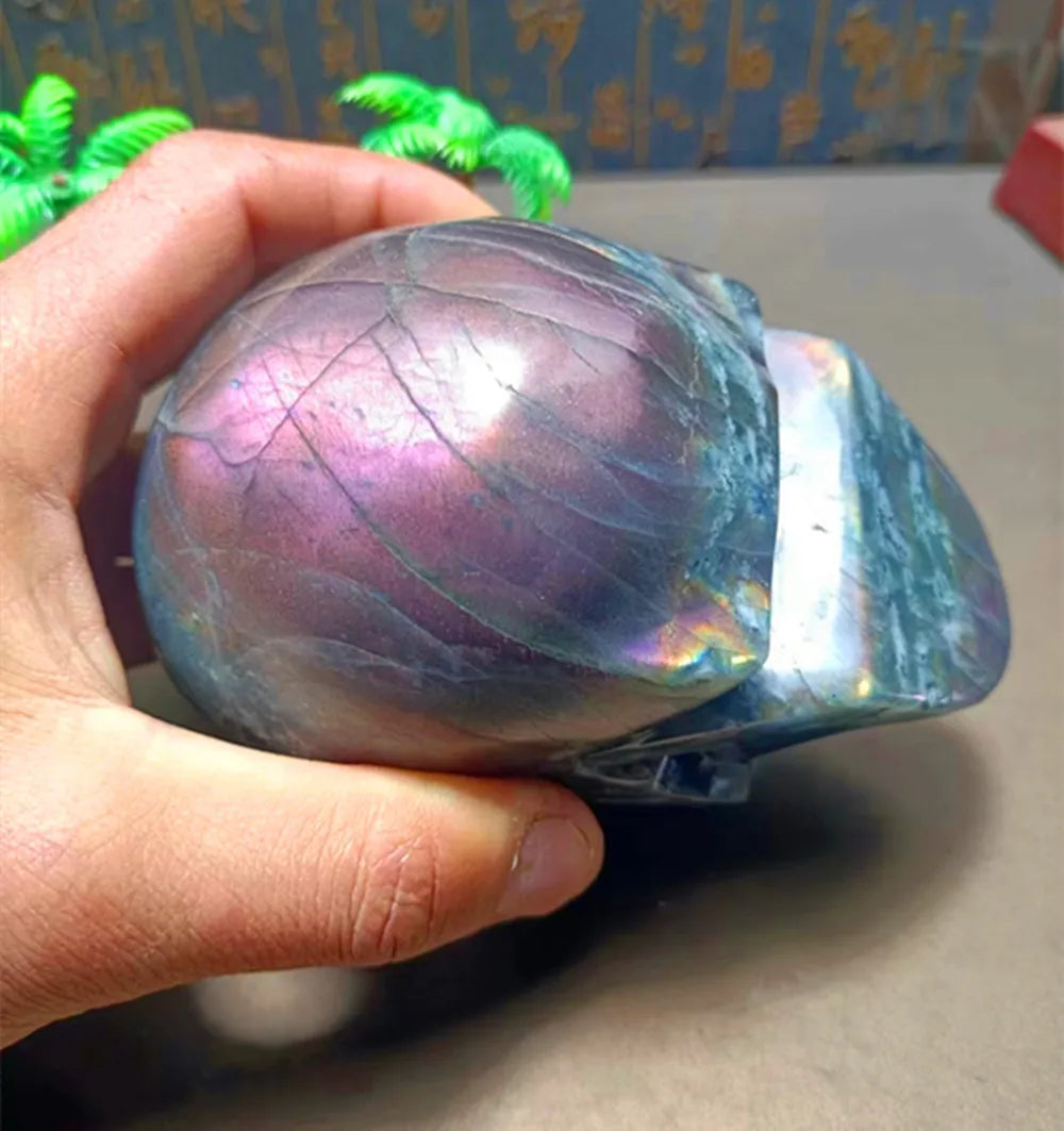 1003g Natural Purple Labradorite Quartz Crystal Skull - Healing Energy Stone for Home Decor, Fashion Jewelry & Spiritual Gifts | Meditation, Reiki, Feng Shui & Unique Present