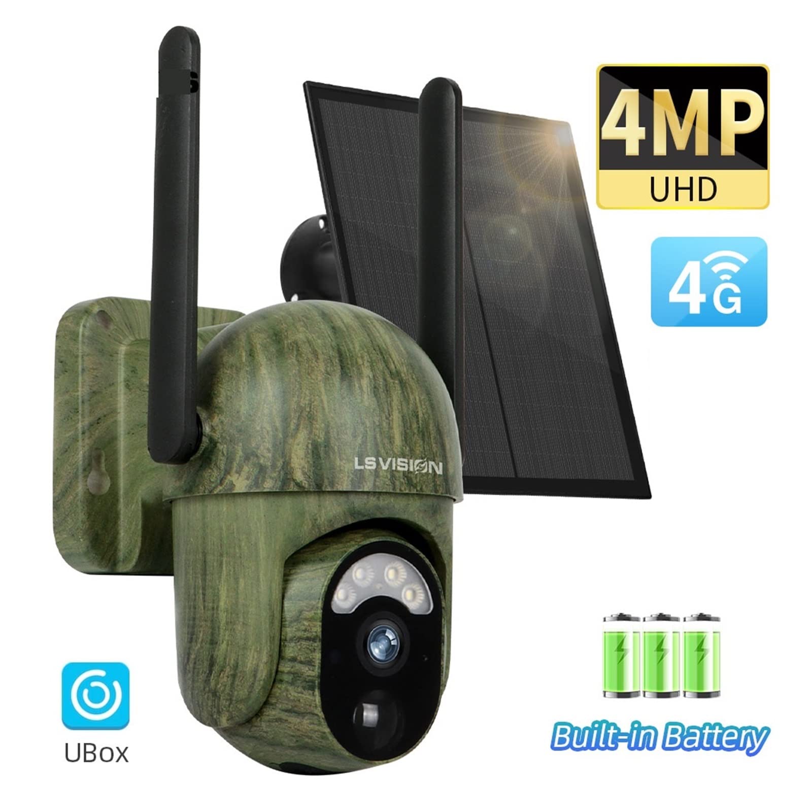 4MP 4G Solar Security Camera Outdoor Wireless - IP66 Waterproof, Human/Animal Detection, 2-Way Talk, No SD Card Needed - Perfect for Home Security, Wildlife Monitoring & Remote Property Surveillance