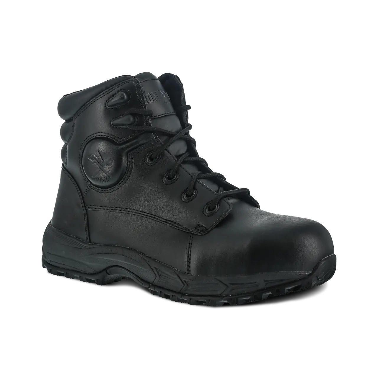 Men's Black Steel Toe Work Boots - 6 Inch Ground Finish Safety Shoes for Construction, Warehouse & Outdoor Work