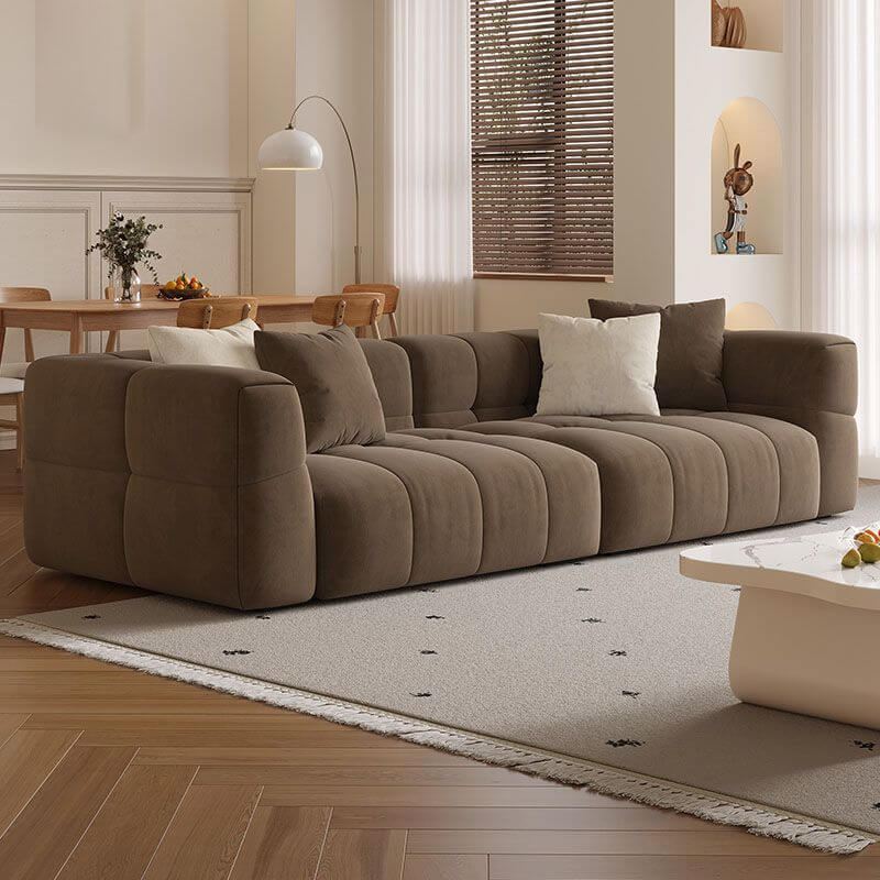 Minimalist Scratch-Resistant Solid Color Sofa Couch - Dove Grey, Beige & Butter Options - 3/4/5 Seater with Matching Pillows - Perfect for Living Room, Lounge & Family Gatherings