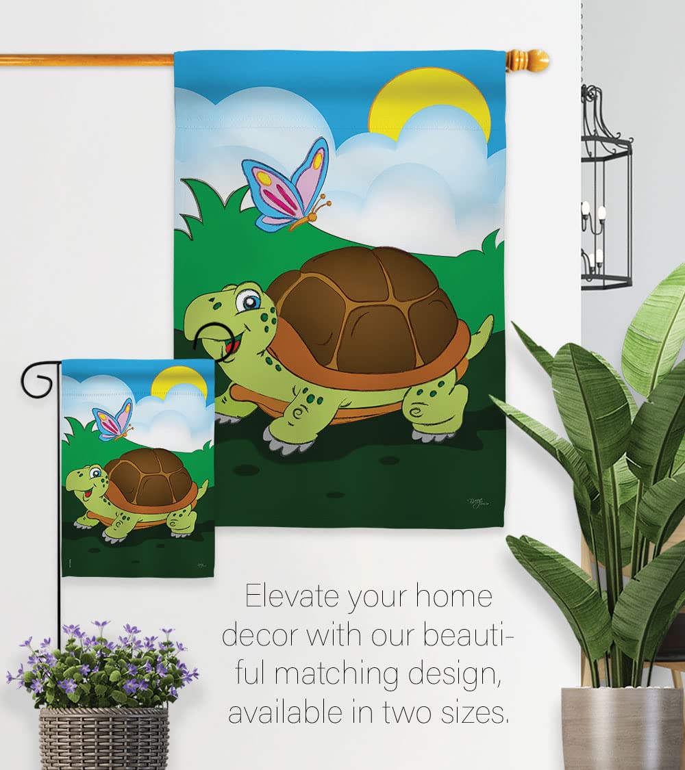 Turtle Garden Flag Set - Double-Sided Animal Decor for Yard & Home
