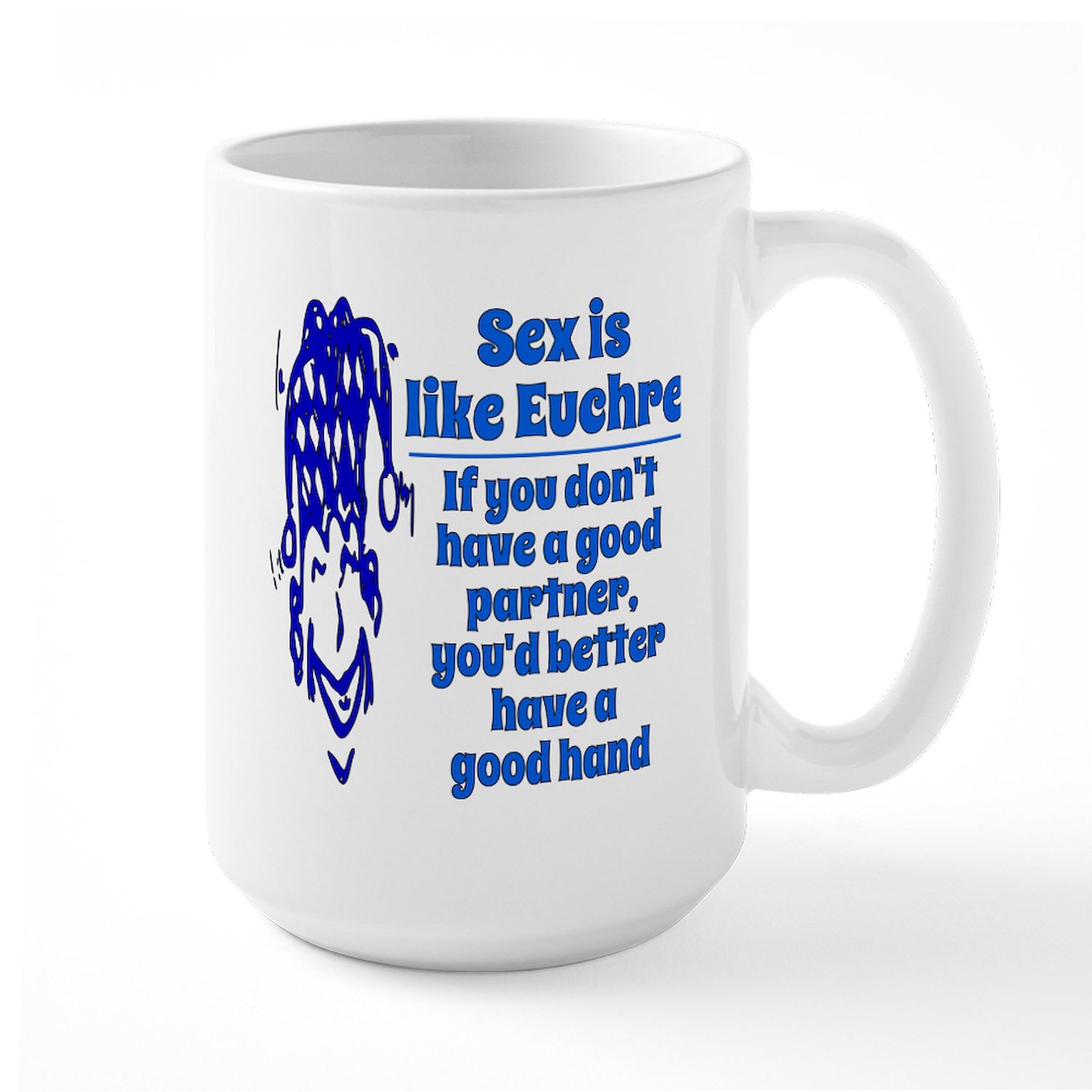 Sex Is Like Euchre Funny 15 oz Ceramic Coffee Mug (444ml) - Large Novelty Tea Cup for Gamers & Card Players - Perfect Gift for Euchre Lovers & Coffee Drinkers