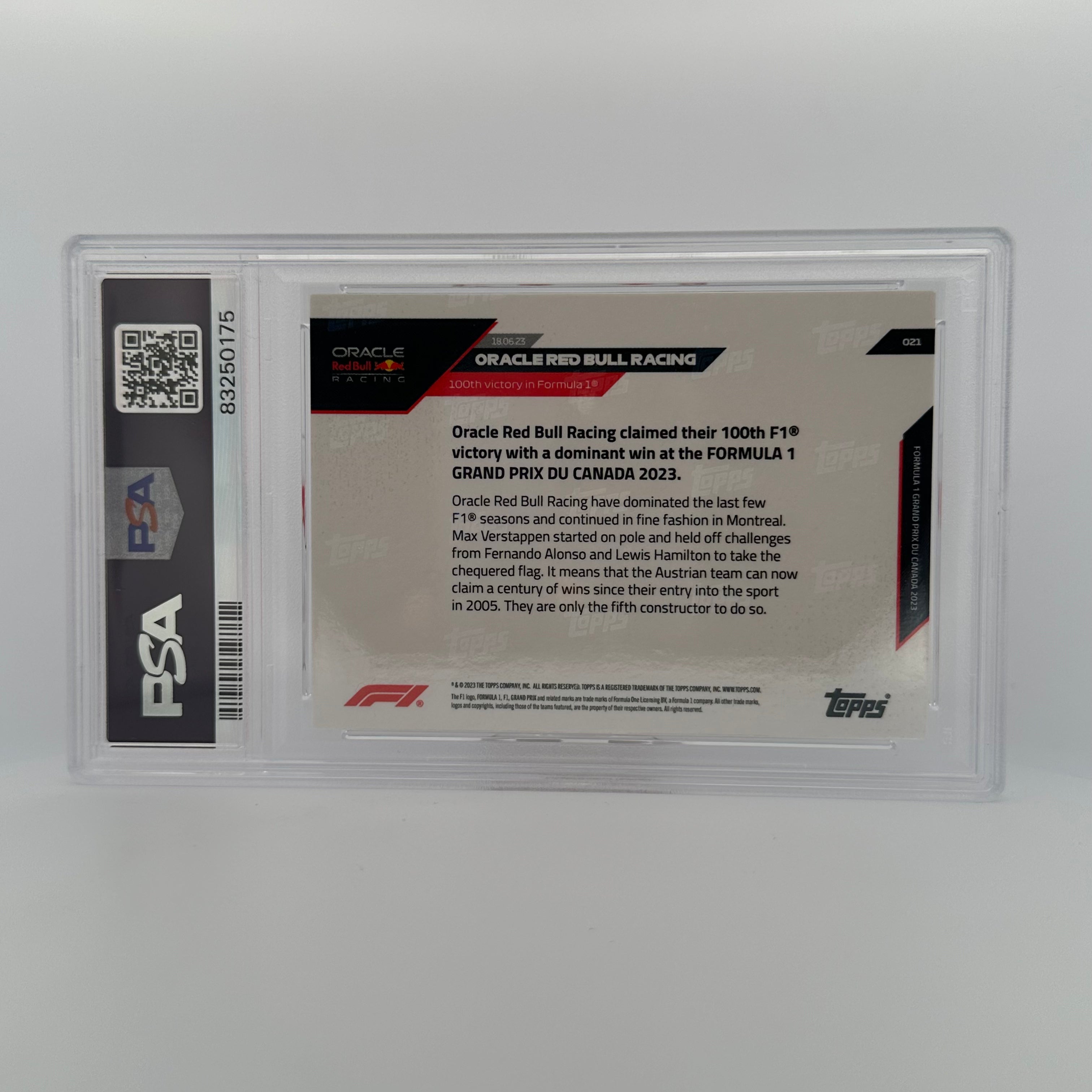 PSA 10 Graded Oracle Red Bull Racing #21 Blue F1 Racing Card - Perfect for Collectors, Sports Memorabilia & Formula 1 Fans