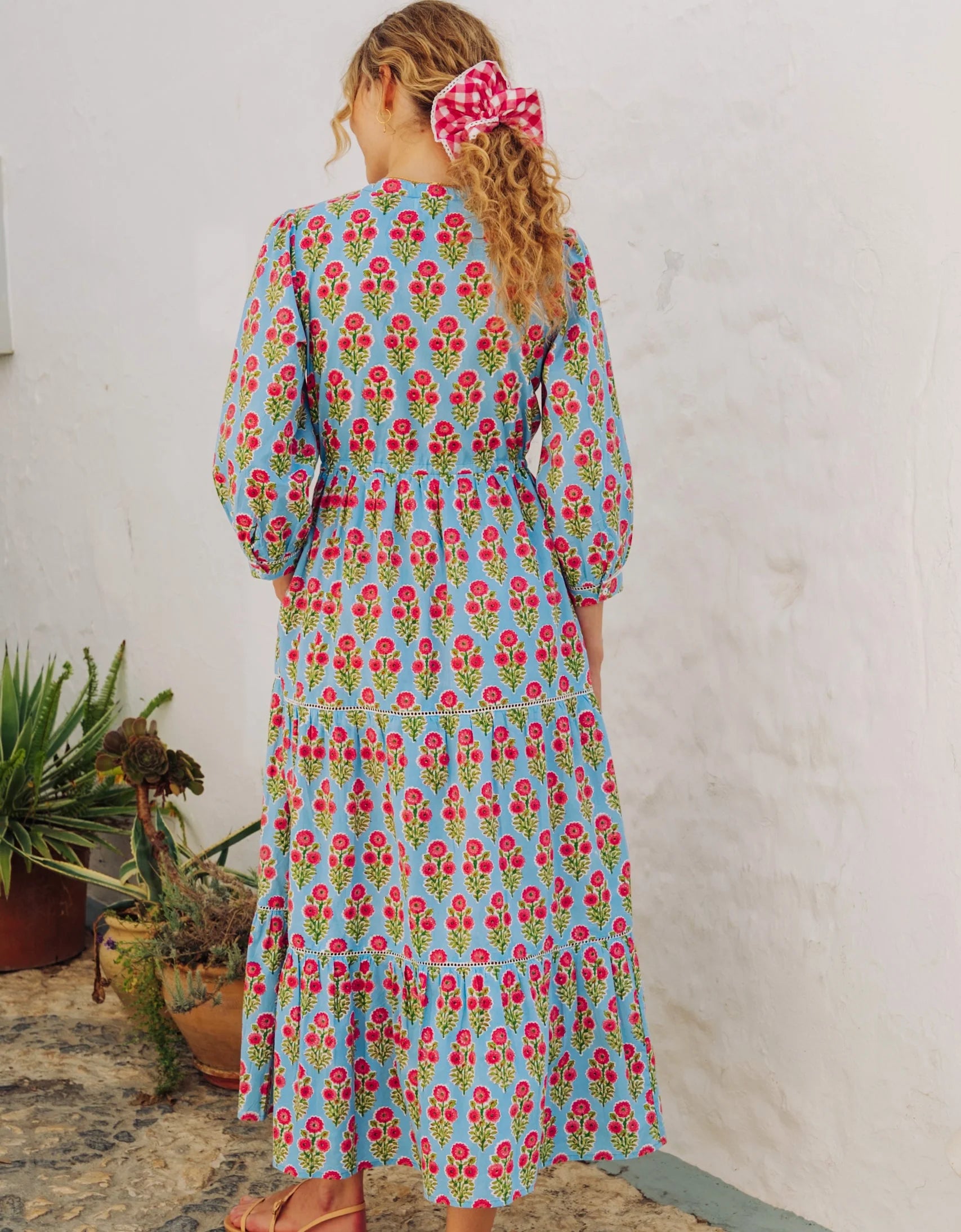Pink City Prints Island Buta Maria Dress - Floral Boho Maxi Dress for Women, Beach Vacation & Summer Outfits