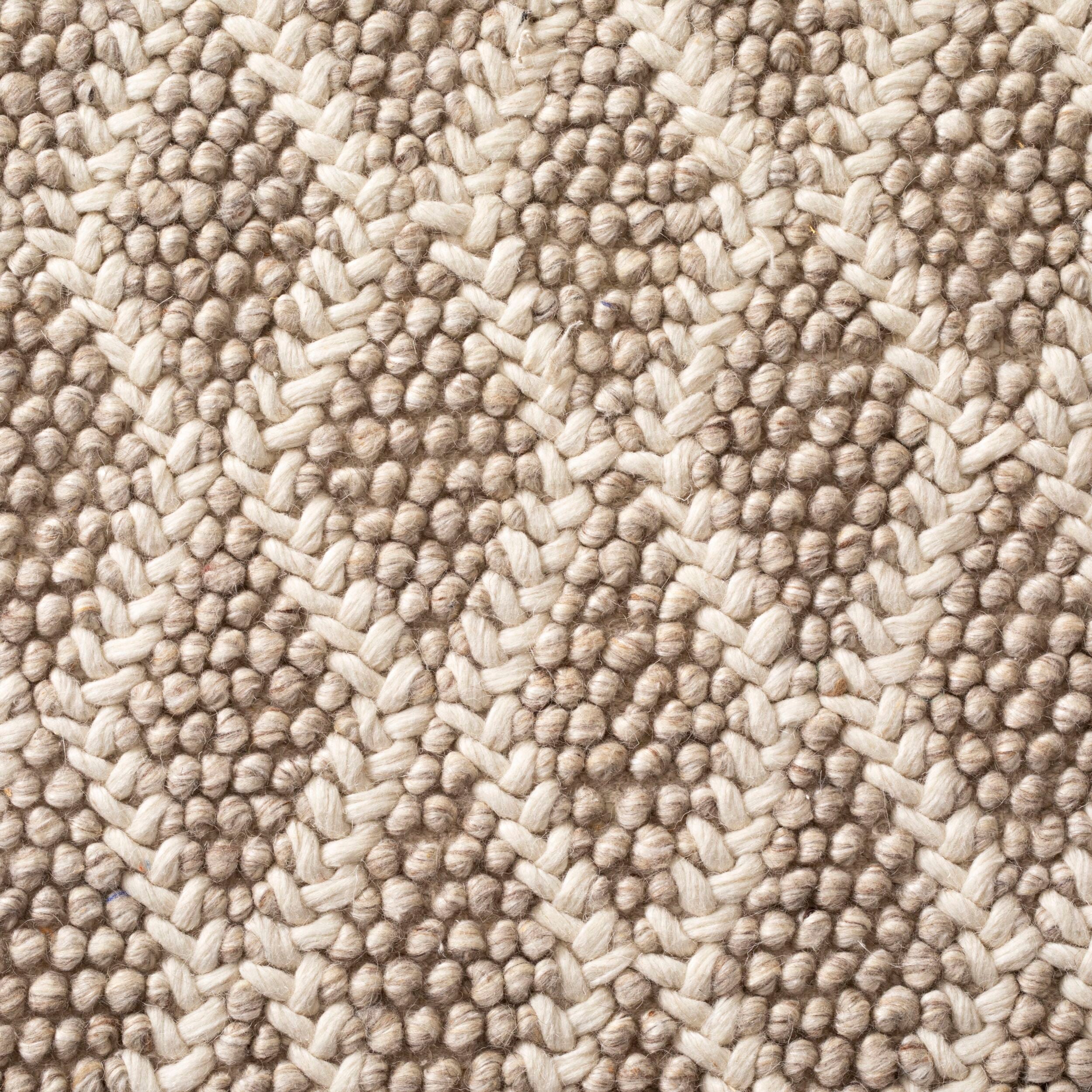 Braided Diamond Hand Woven Wool Blend Natural & Cream Area Rug 300x240cm (8'x10') - Soft Boho Chic Living Room Carpet for Bedroom, Nursery & Cozy Home Decor