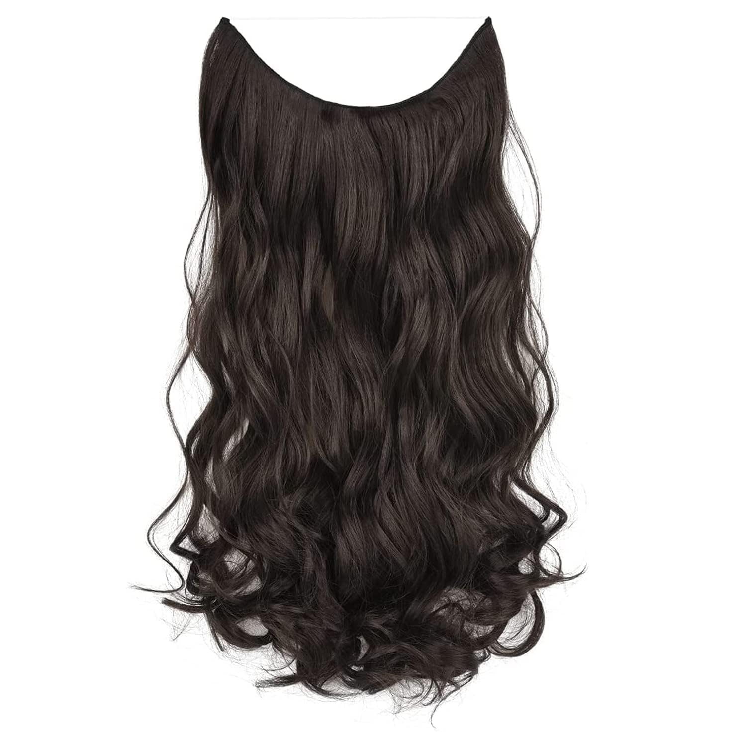 Flushia 1Pcs Natural Brown Curly/Wavy Hair Extensions for Women - 24 Inch Human Hair Weft Clip-in Extensions (Brown Color) | Perfect for Daily Styling, Parties & Special Occasions