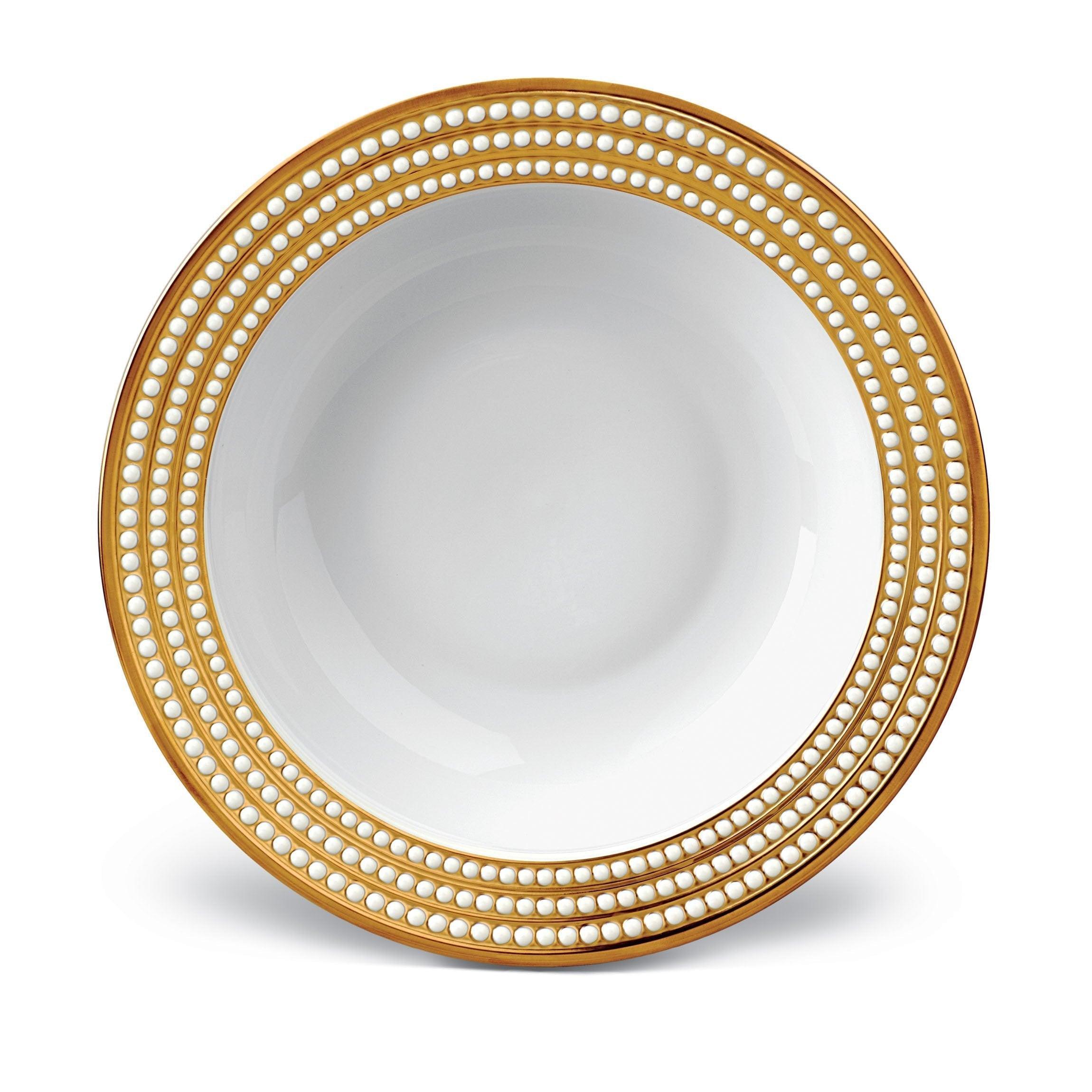 Perlée Rimmed Serving Bowl - Elegant Porcelain Bowl for Salads, Pasta, Desserts - Perfect for Dinner Parties & Entertaining