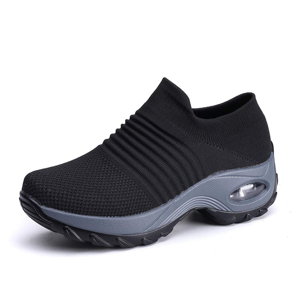 Suonabeier Women's Comfortable Walking Shoes - Breathable Mesh Slip-On Sneakers with Air Cushion for Running, Tennis & Casual Wear | Lightweight Platform Loafers for Work, Travel & Everyday Use