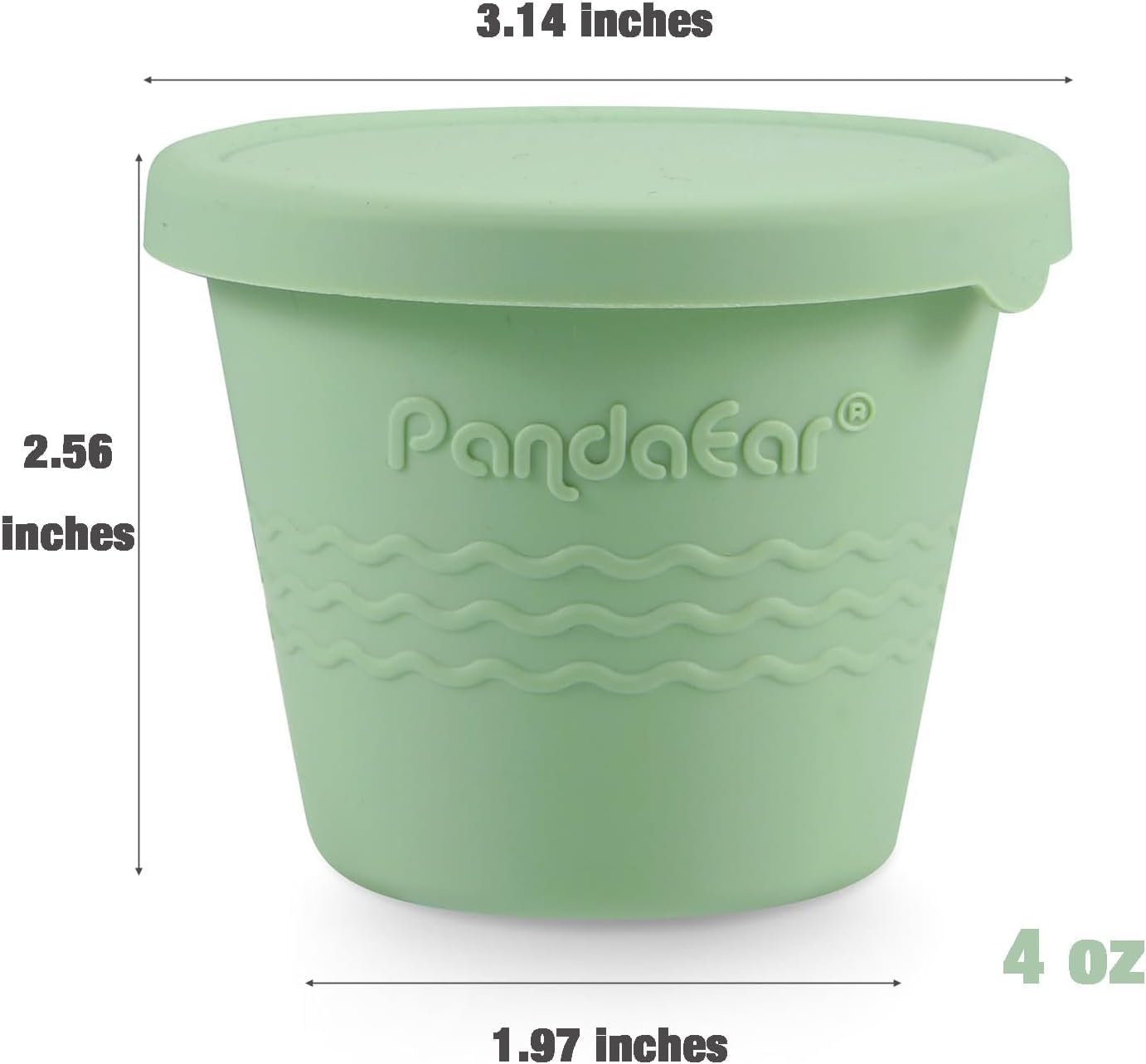 PandaEar 6 Pack 4 oz Silicone Baby Food Storage Containers with Lids - Reusable Leak-Proof Snack Containers for Kids & Toddlers - BPA-Free Freezer Safe for Homemade Puree, Breast Milk Storage - Perfect for Daycare, Travel & Meal Prep