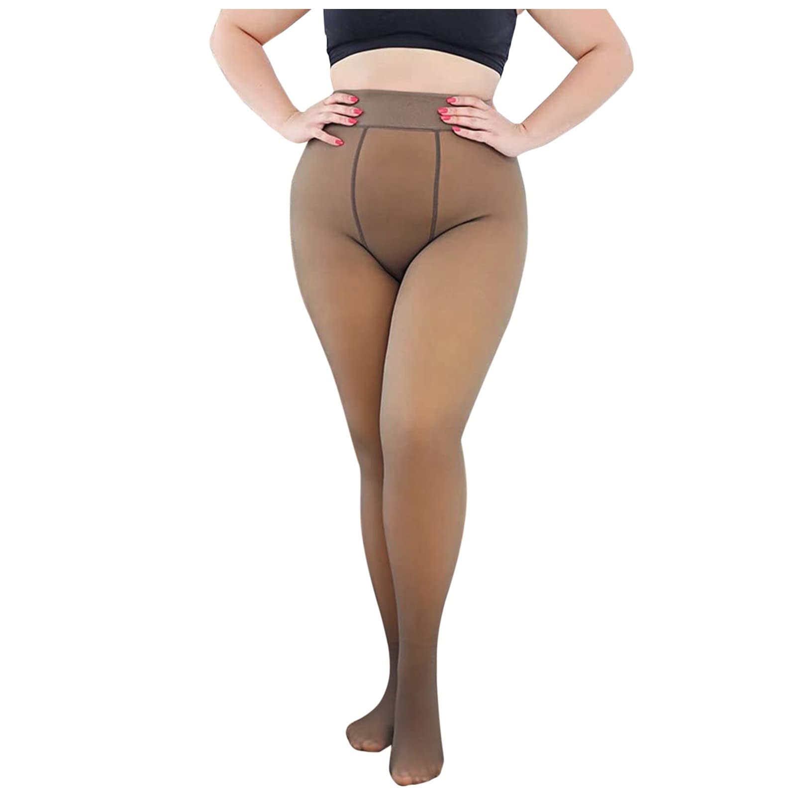 Nude Colored Fleece Lined Tights for Women - High Waist Plus Size Leggings, Warm Winter Pantyhose | Perfect for Cold Weather, Layering Under Dresses, and Everyday Comfort
