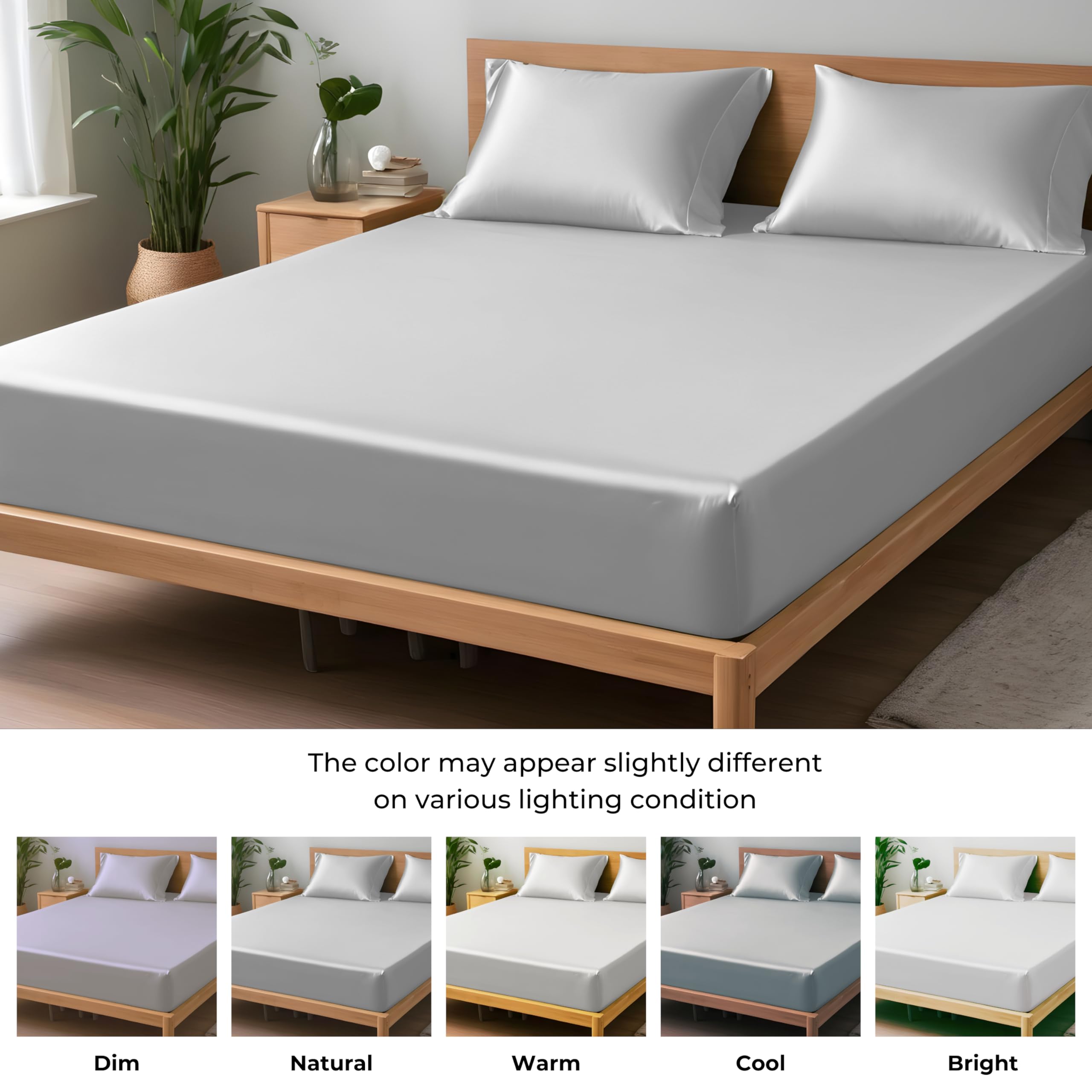 LINENWALAS Bamboo Viscose Fitted Sheet for Queen Size Bed - 16