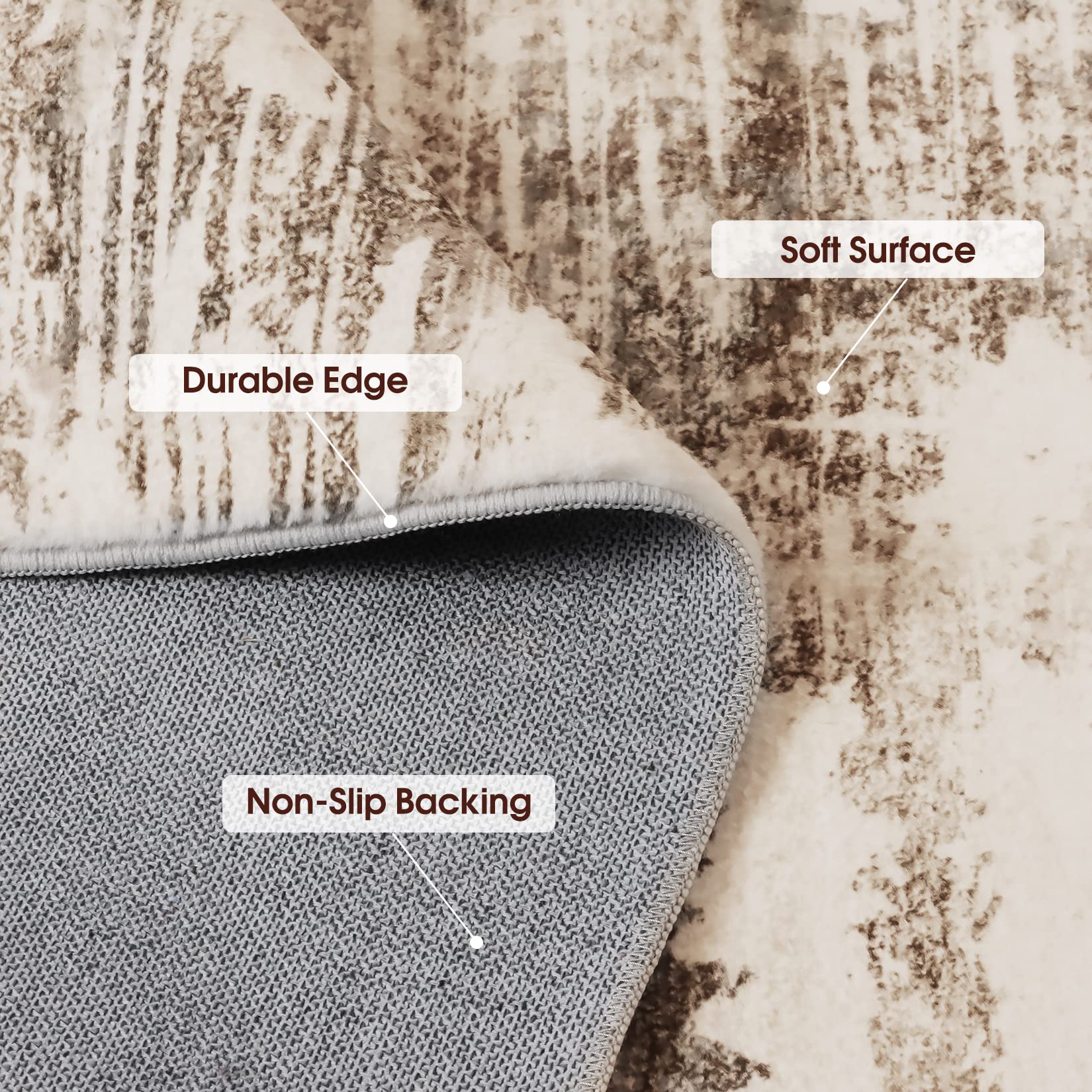 8x10 Fluffy Area Rug - Soft Abstract Plush Carpet for Living Room, Bedroom, Kitchen & Nursery - Washable Indoor Accent Rug for Home & Office Decor (Beige) - Perfect for Cozy Spaces & High-Traffic Areas